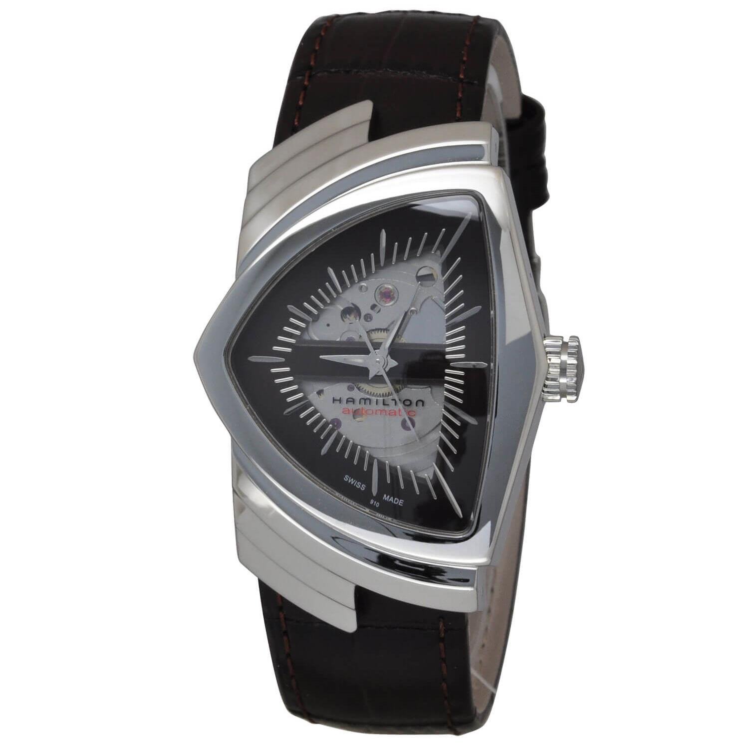 Hamilton Ventura ブラウン スケルトン ダイヤル SS レザー 自動巻き メンズ 腕時計 H24515591 ブラウ