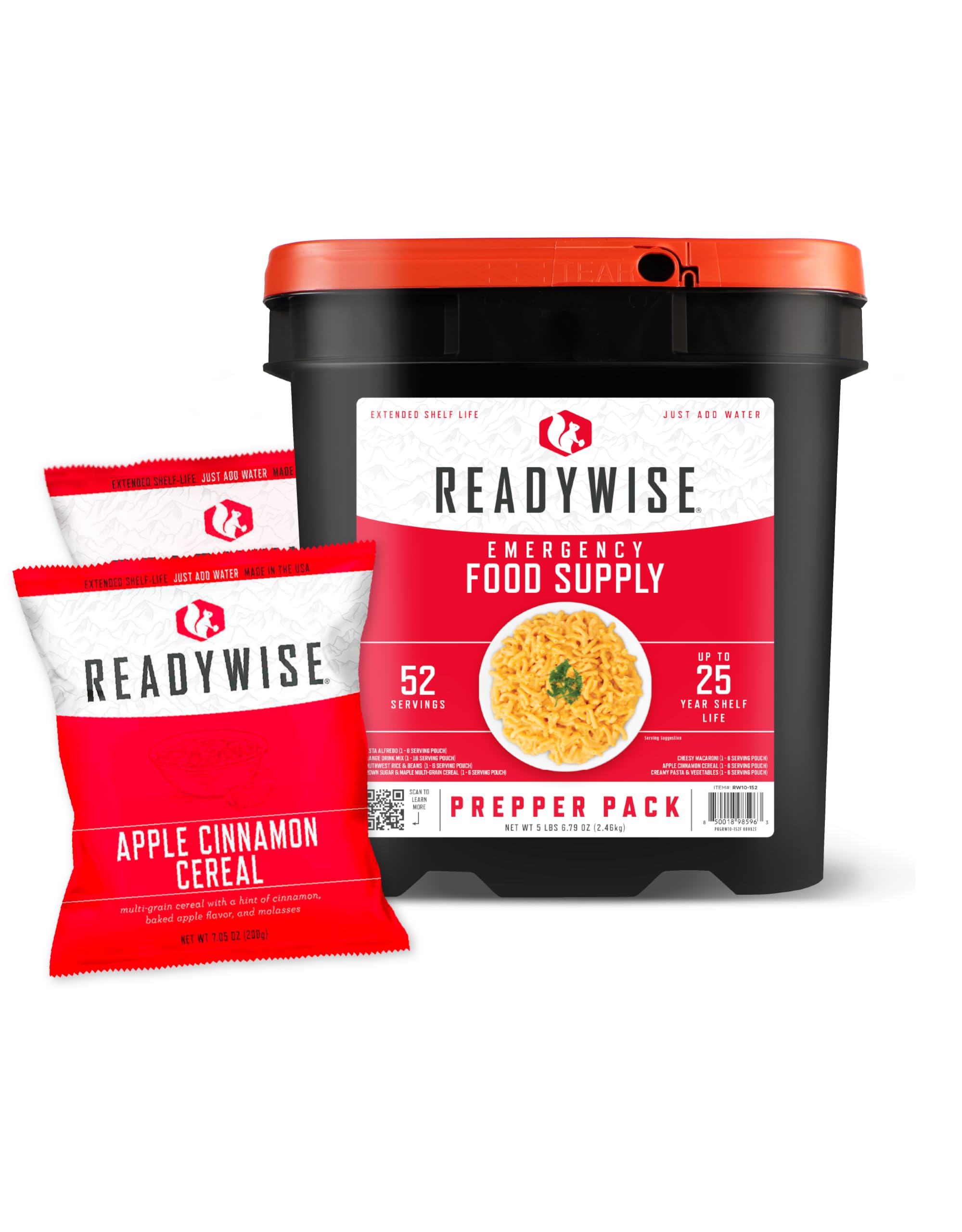 READYWISE - Prepper Pack Bucket 52 Servings Emergency MRE Meal Drink Supply Premade Freeze Dried Survival Food Hiking