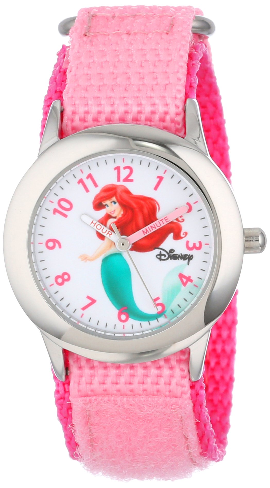 Disney Princess Kids Stainless Steel Time Teacher Analog Quartz Nylon Strap Watch