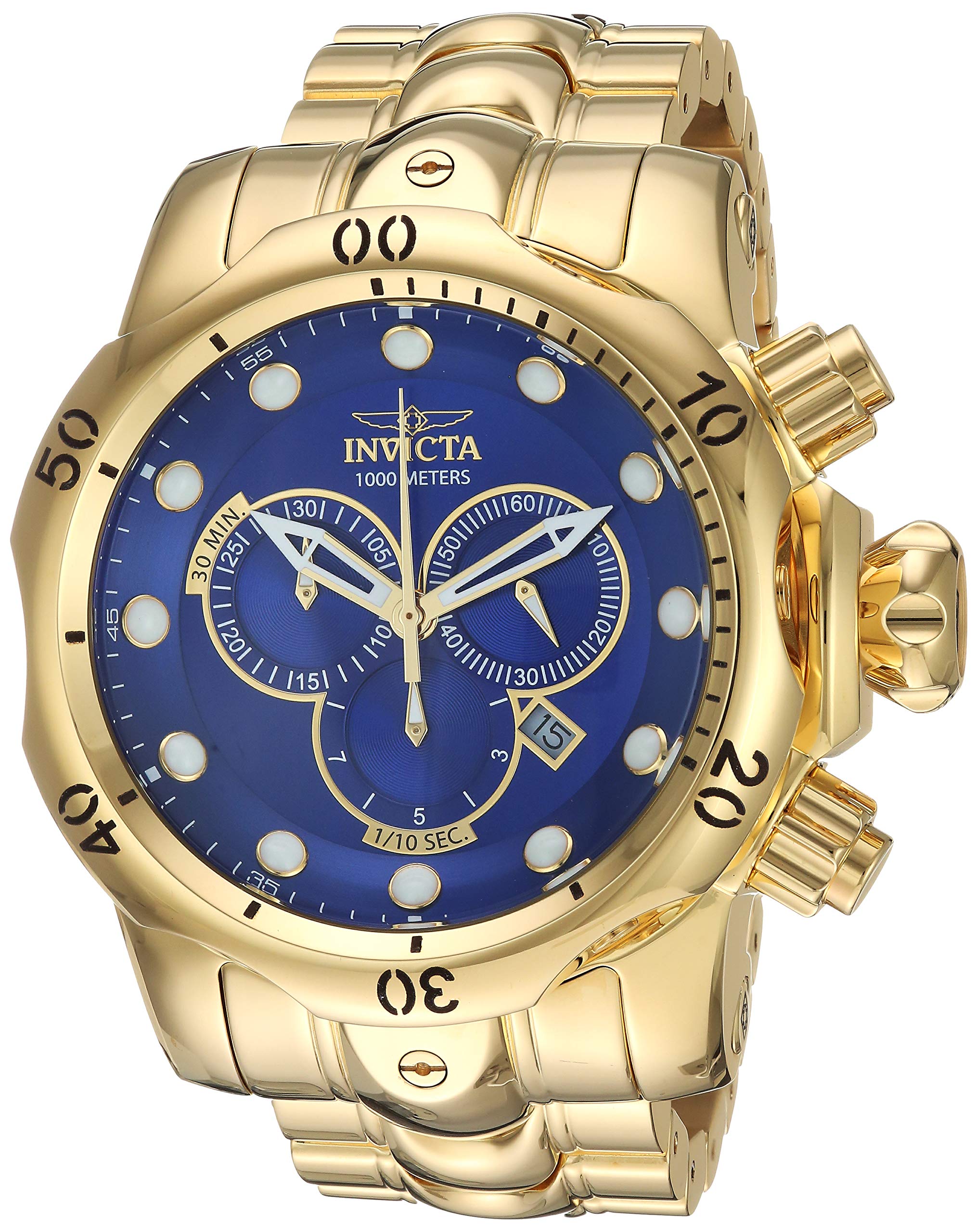 Invicta Venom Chronograph Blue Dial Gold Ion-plated Mens Watch 14504