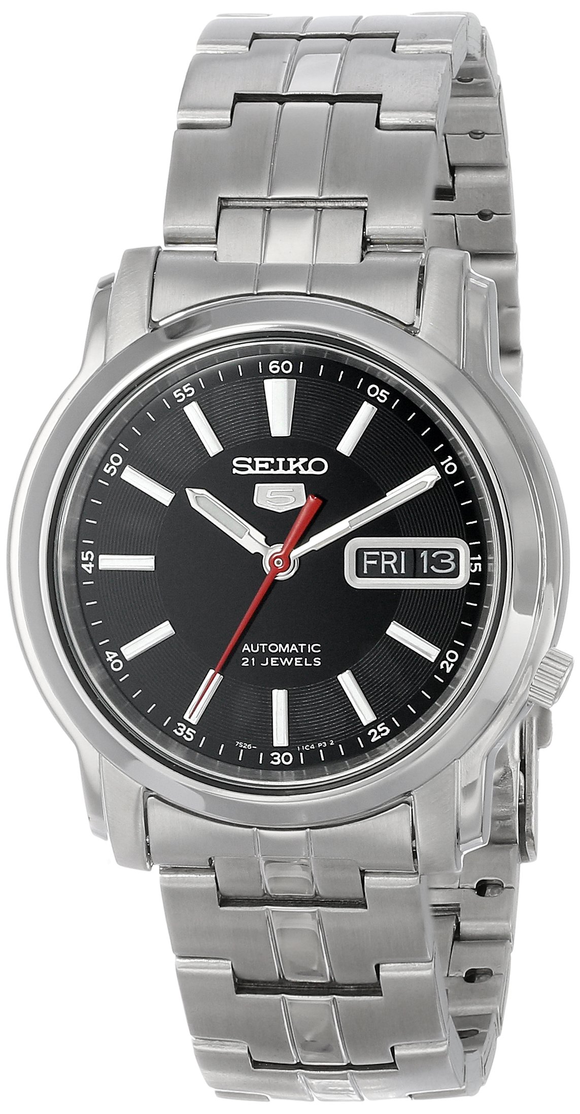 Seiko Mens 5 Automatic SNKL83K Silver Stainless-Steel Plated Japanese Dress Watch