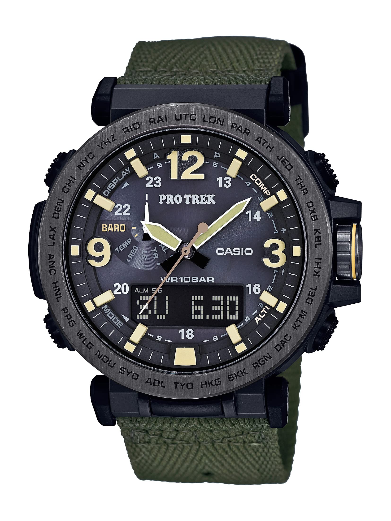 カシオ メンズ腕時計プロトレック クォーツ式 樹脂 布地 カジュアル腕時計 グリーン PRG-600YB-