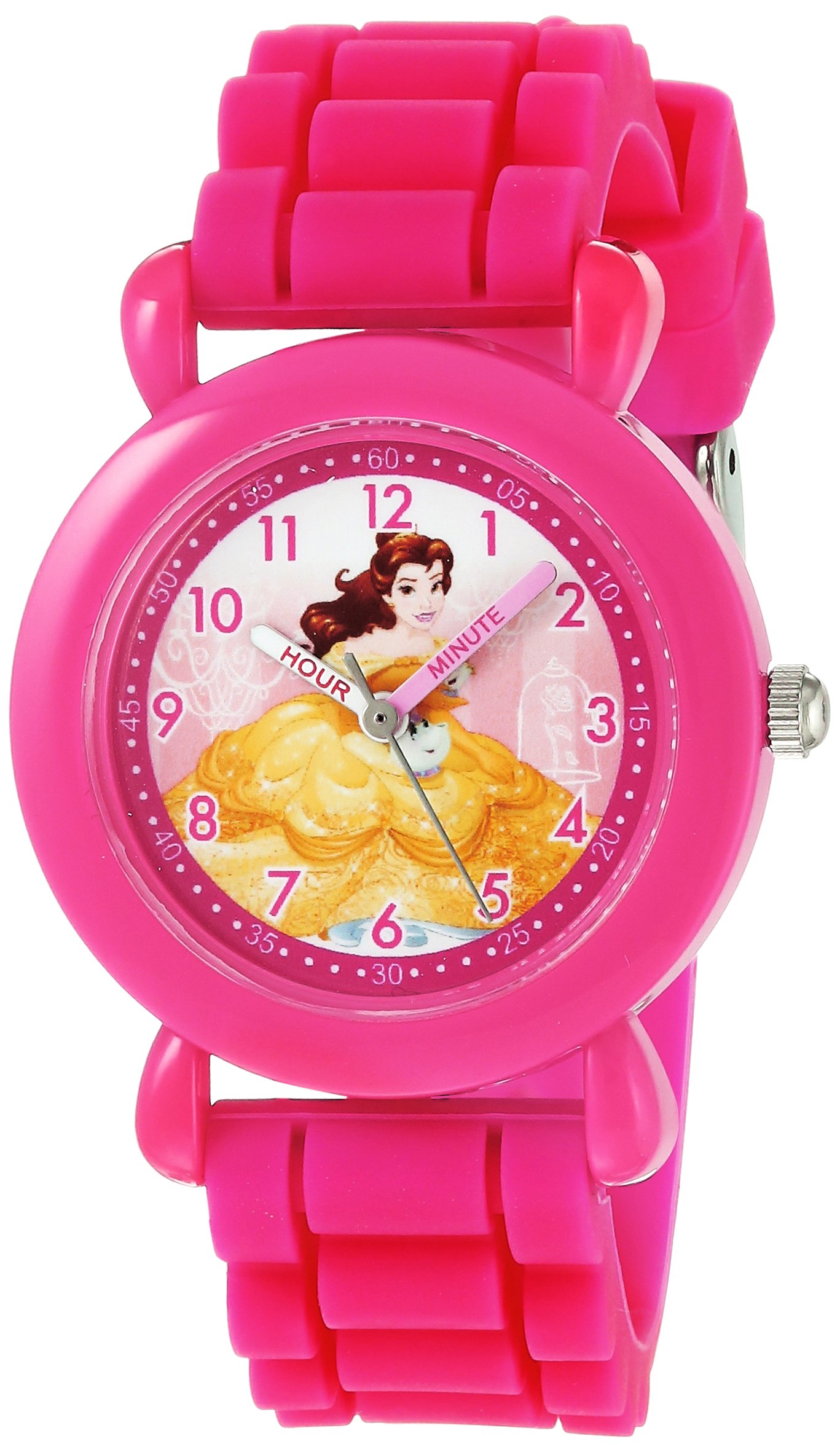 DISNEY ガールズ プリンセス ベル アナログクォーツ腕時計 シリコンストラップ付き ピンク 16