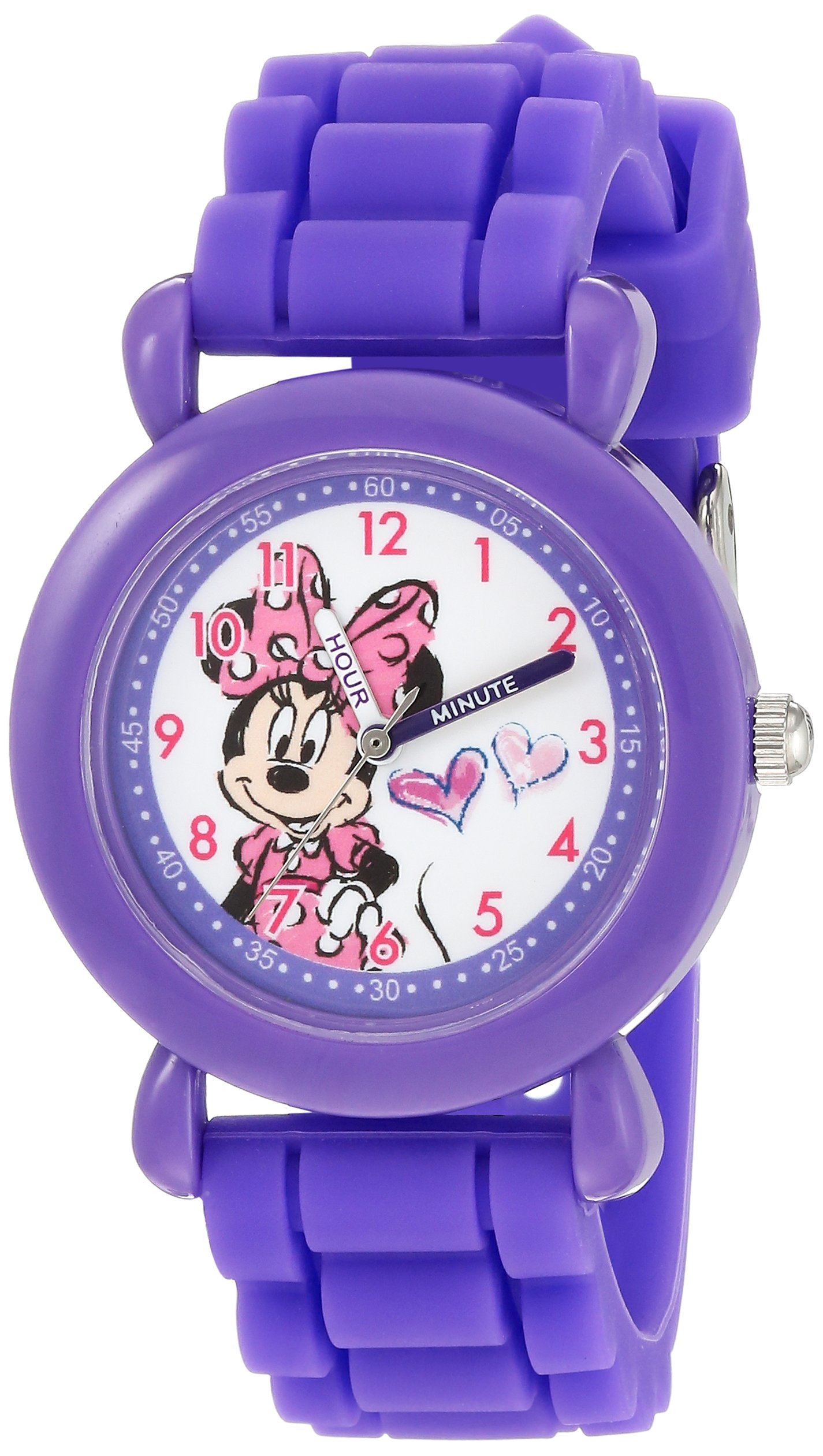 DISNEY Girls Minnie Mouse Analog-Quartz Watch with Silicone Strap Purple 16 Model WDS000137