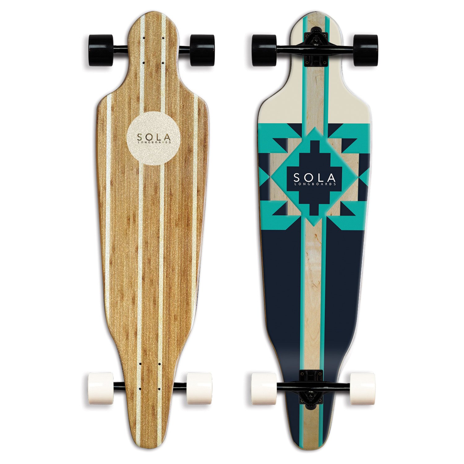 SOLA Bamboo Premium Graphic Design Complete Longboard Skateboard - 36 to 38 inch Aztec