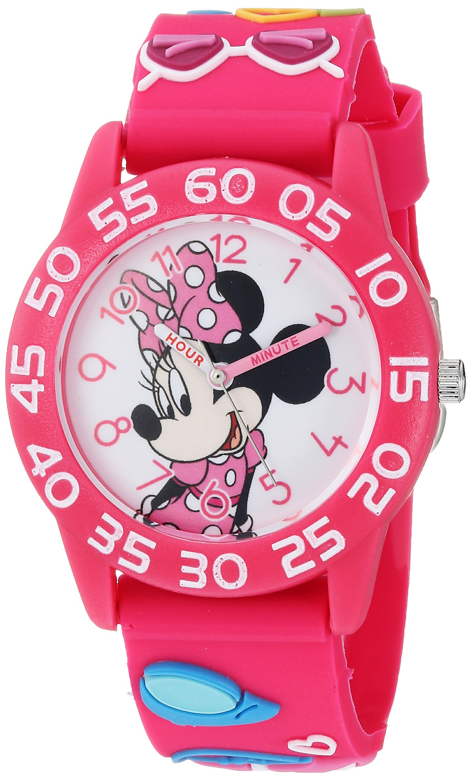Disney Minnie Mouse Kids Plastic Time Teacher Analog Quartz 3D Strap Watch