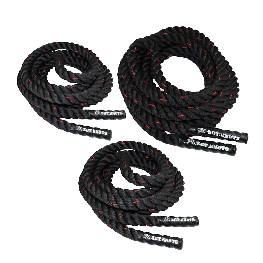 SGT KNOTS Twisted Battle Rope - Weighted Exercise Rope for Strength Training CrossFit Battling Climbing the Gym 2 x 30