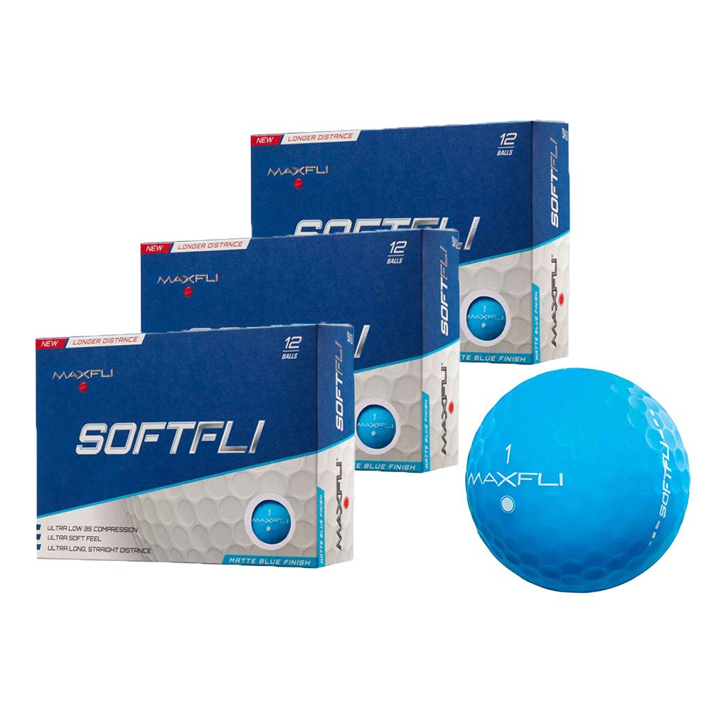 Maxfli SoftFli マットゴルフボール - より長い直線距離 - ソフトな感触 ブルー - ボール36個