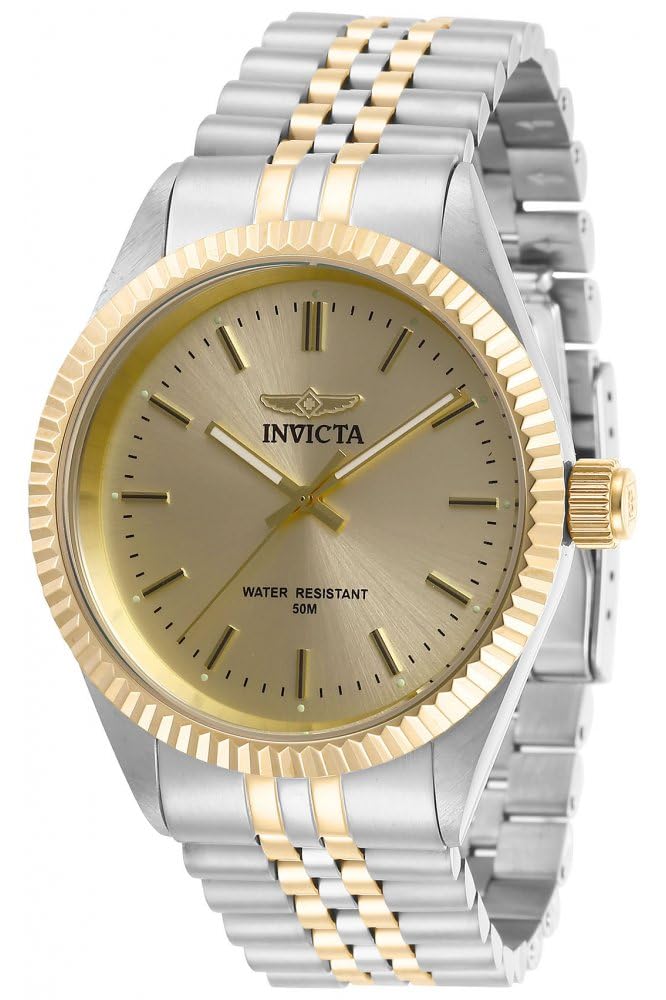 Invicta Mens Specialty Steel Bracelet Case Quartz Champagne Dial Analog Watch 29382