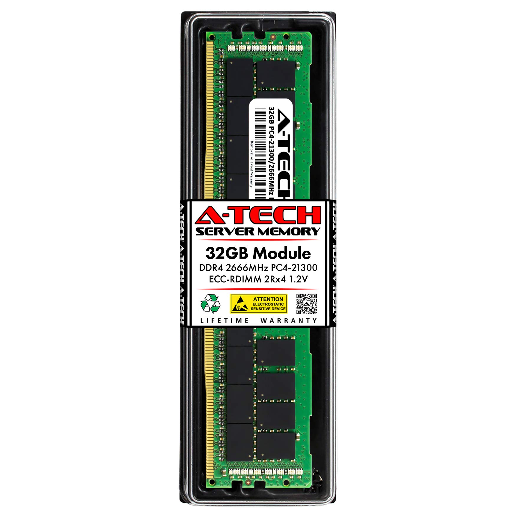 A-Tech 32GB RAM 交換用 Hynix HMA84GR7AFR4N-VK DDR4 2666MHz PC4-21300 2Rx4 1.2V ECC RDIMM レジスタード 288ピン DI