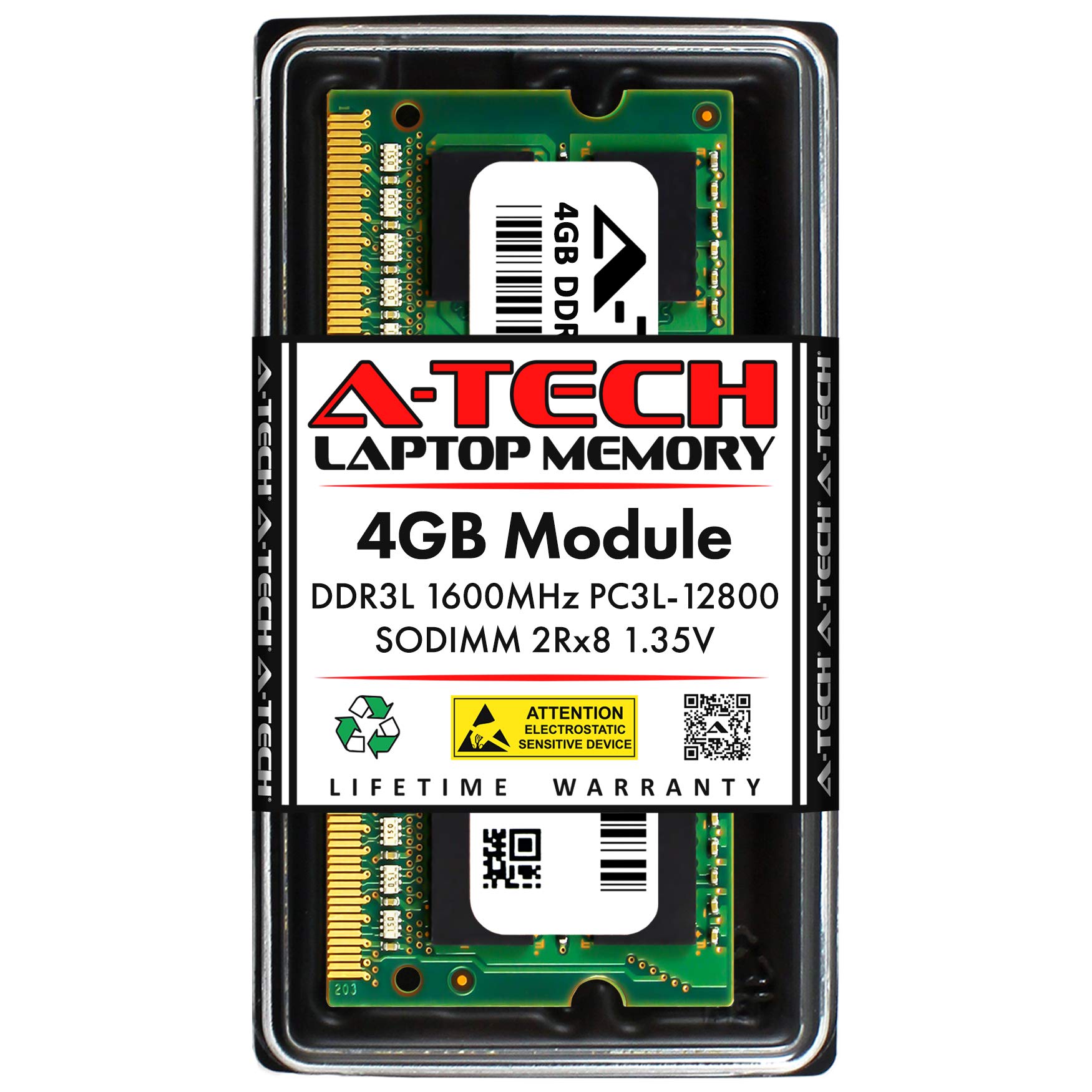 A-Tech 4GB RAM 交換用 Crucial CT51264BF160B DDR3DDR3L 1600MHz PC3L-12800 2Rx8 1.35V SODIMM 204ピン メモリモジュ