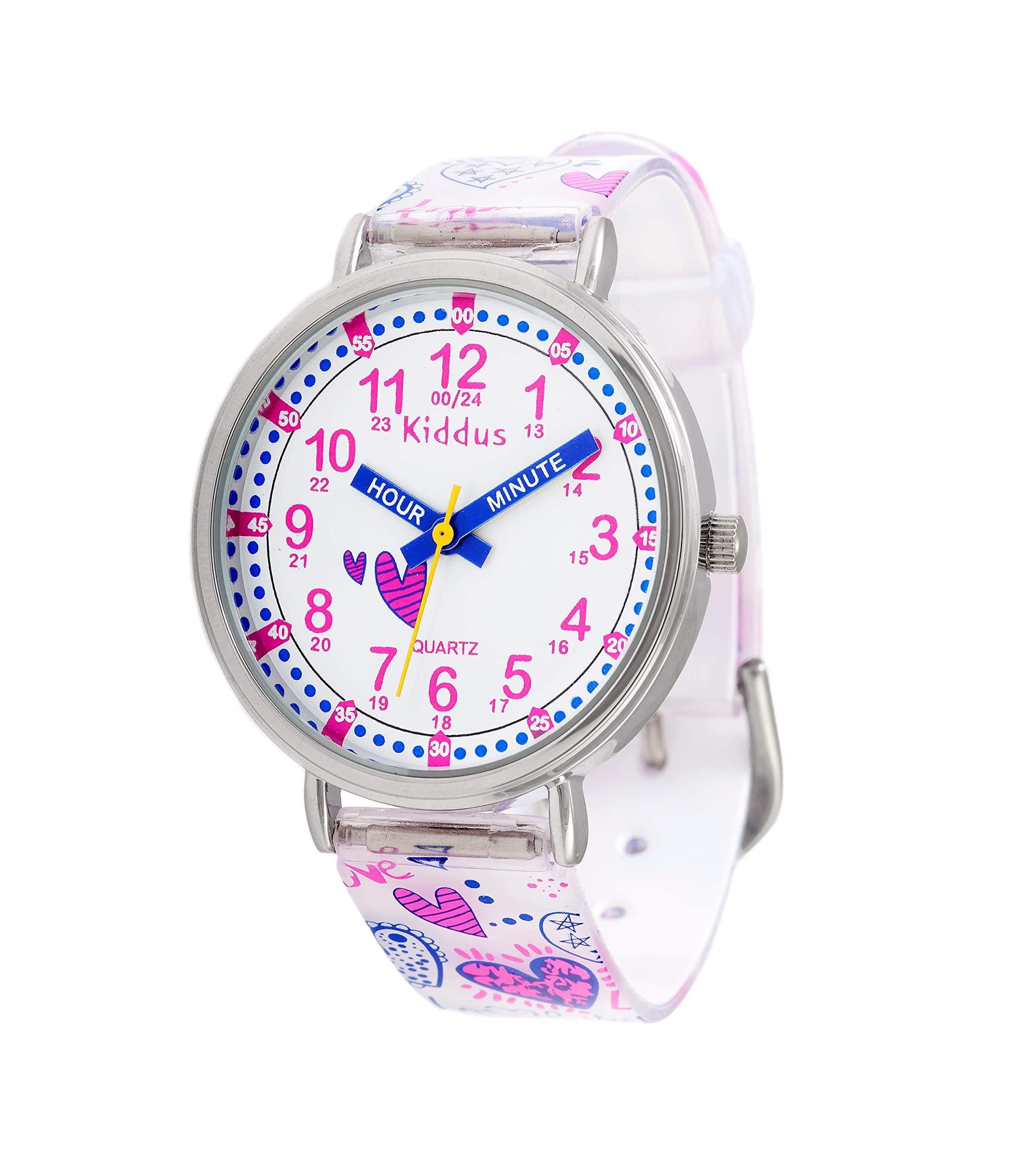 KIDDUS 子供用教育腕時計 男の子 女の子 アナログタイムティーチャー エクササイズ付き腕時計