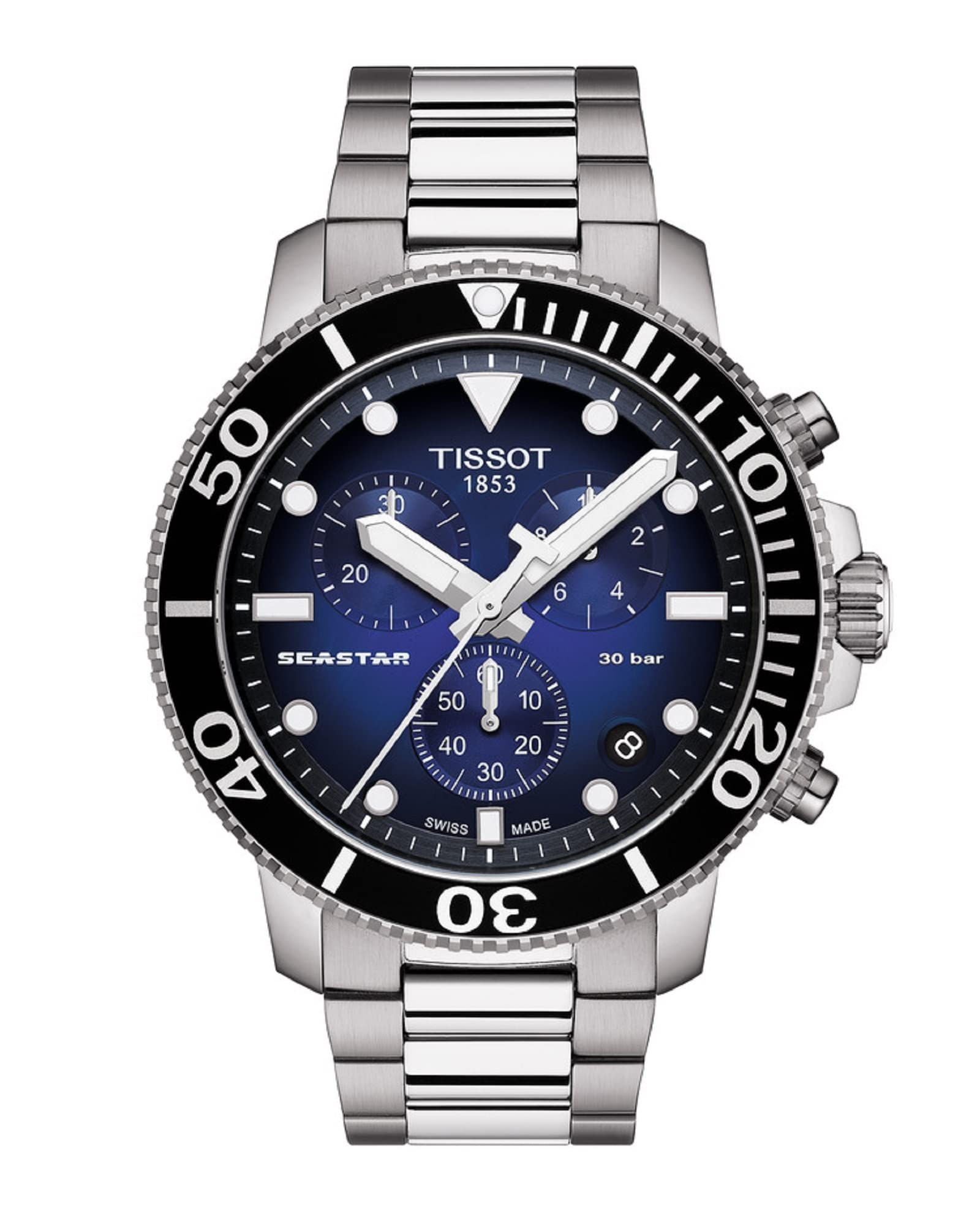 TISSOTティソ 腕時計 メンズ TISSOT シースター 1000 クロノグラフ ブルー文字盤 ブレスレット T1