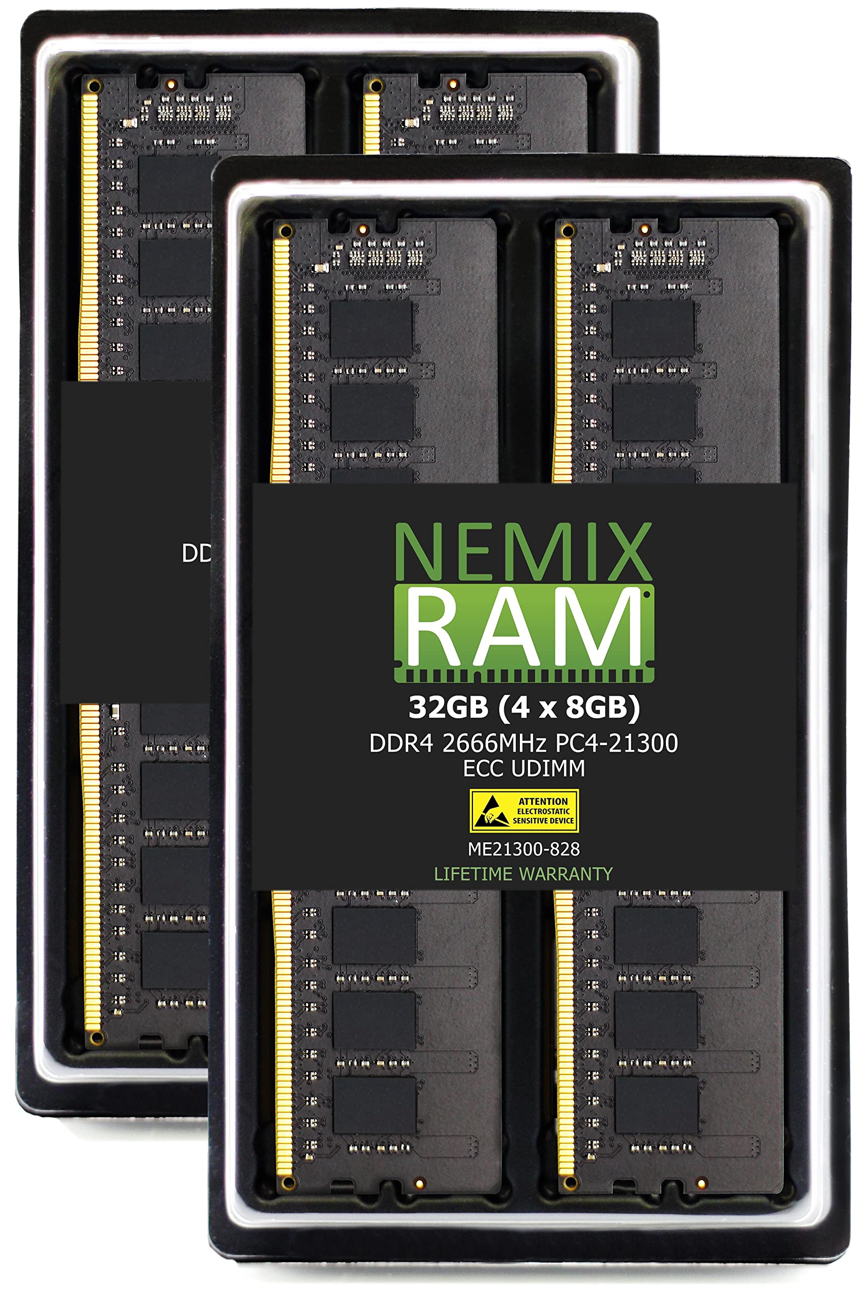 NEMIX RAM 32GB 4x8GB DDR4-2666MHz PC4-21300 ECC UDIMM 2Rx8 1.2V アンバッファードサーバーメモリ