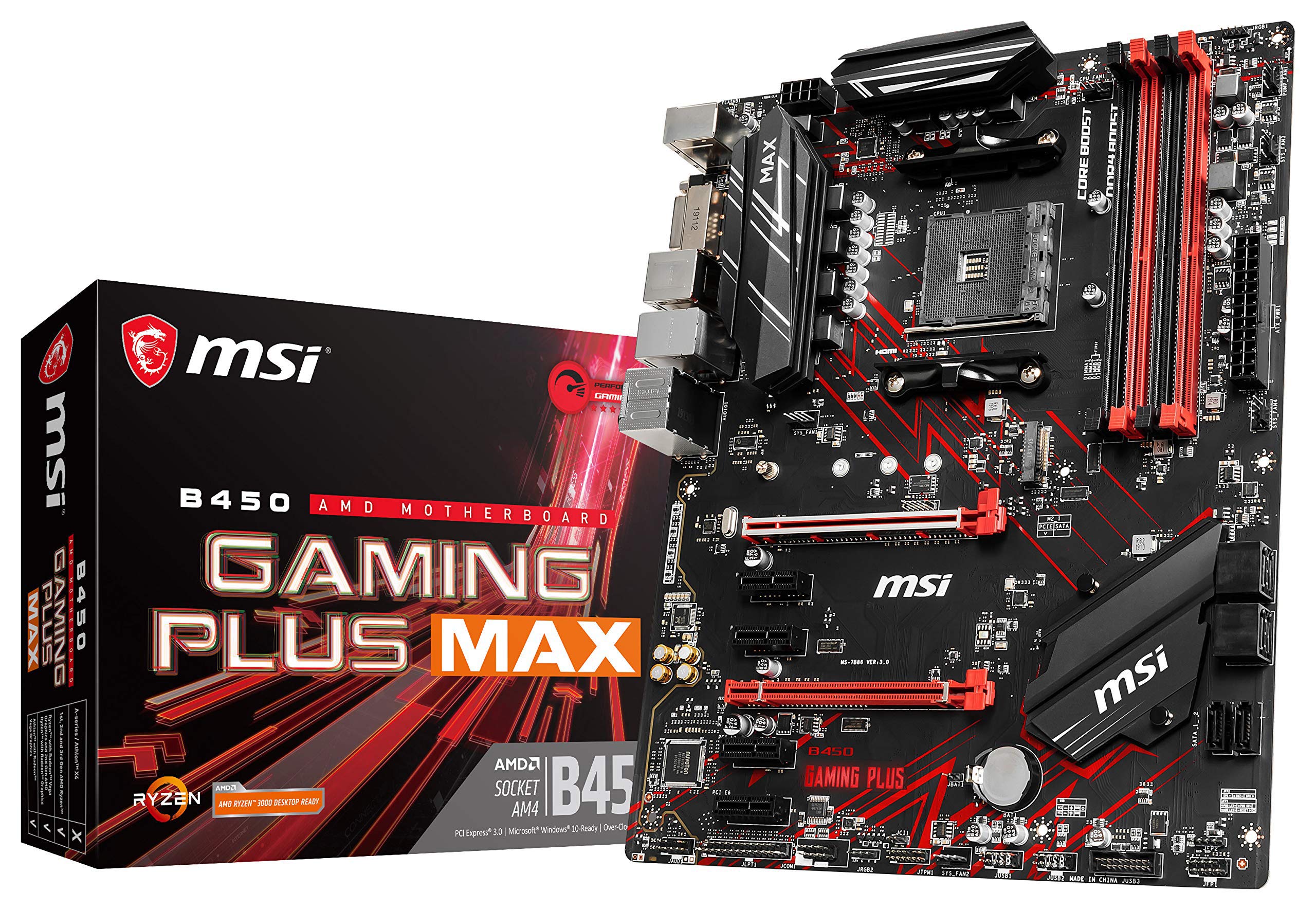 MSI Performance Gaming AMD Ryzen 2ND and 3rd Gen AM4 M.2 USB 3 DDR4 DVI HDMI Crossfire ATX Motherboard B450 GAMING PLUS Max