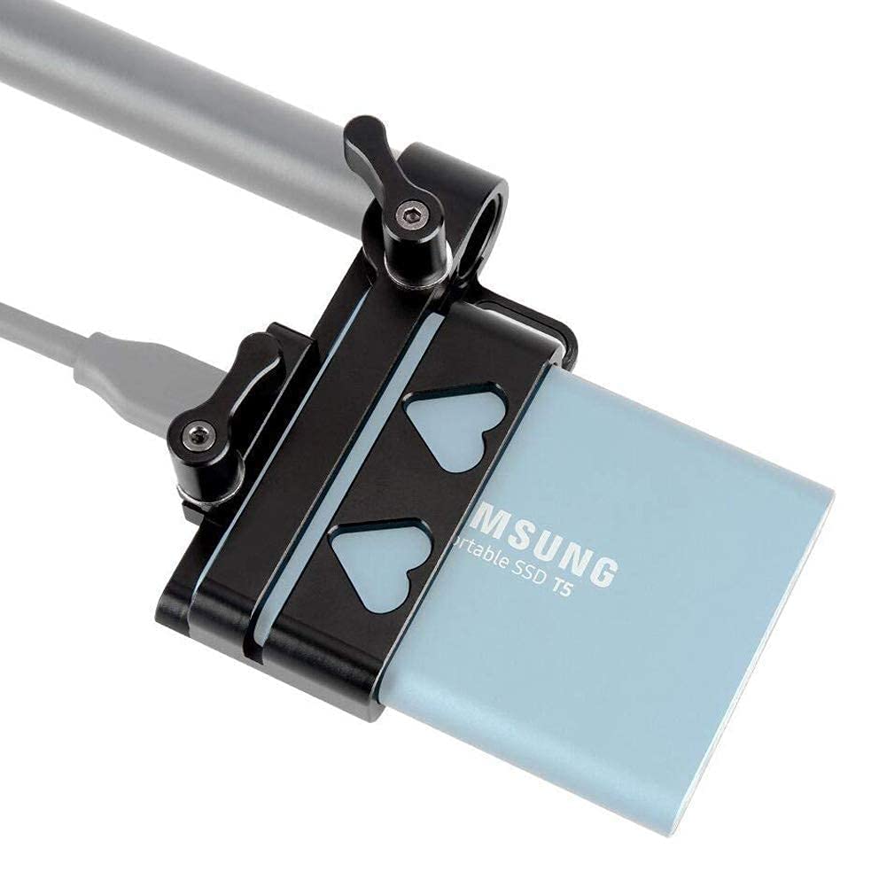 NICEYRIG T5 SSD Holder Mount with 15mm Single Rod Holder Applicable for BMPCC 4K 6K Samsung T5 SSD Bracket - 280