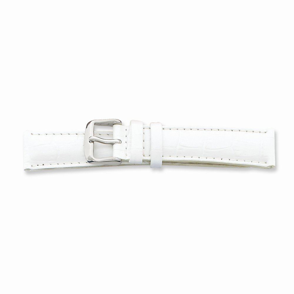 Sonia Jewels 16mm White Croc Grain Chrono Silver-tone Buckle Watch Band 7.5