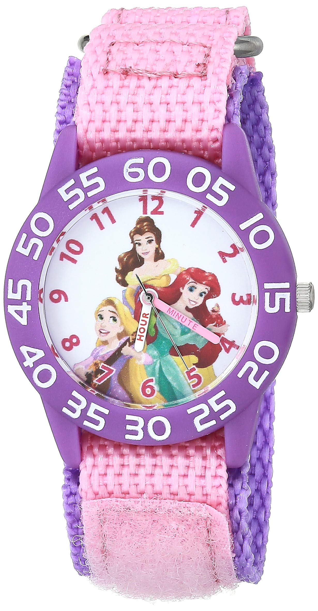Disney Girls Princess Analog Quartz Watch with Nylon Strap Pink 16 Model WDS000852