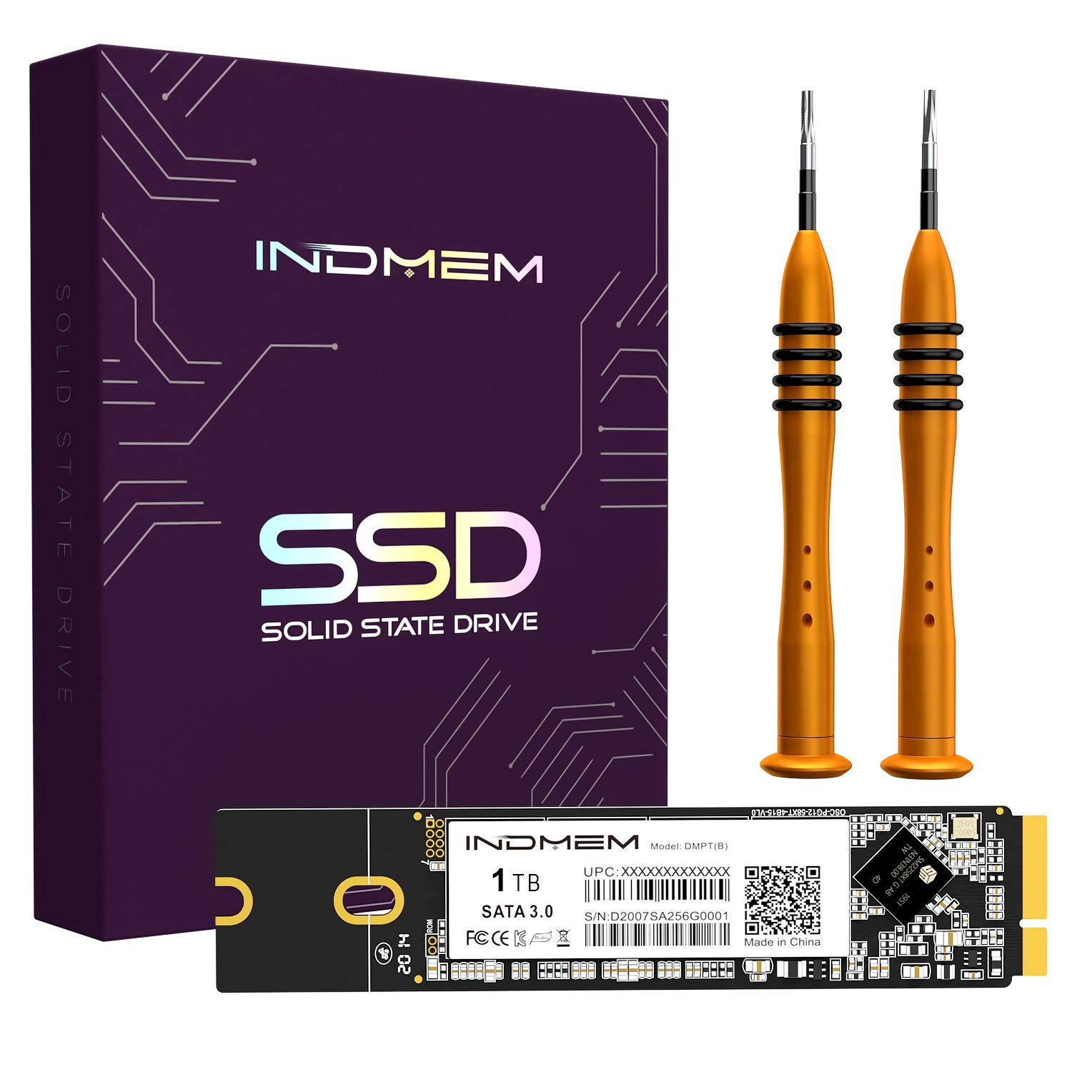 INDMEM SATA SSD 1TB 3D TLC Flash Hard Drive with Tools for MacBook Air Made in Mid 2012 A1465 EMC 2558 A1466 EMC 2559