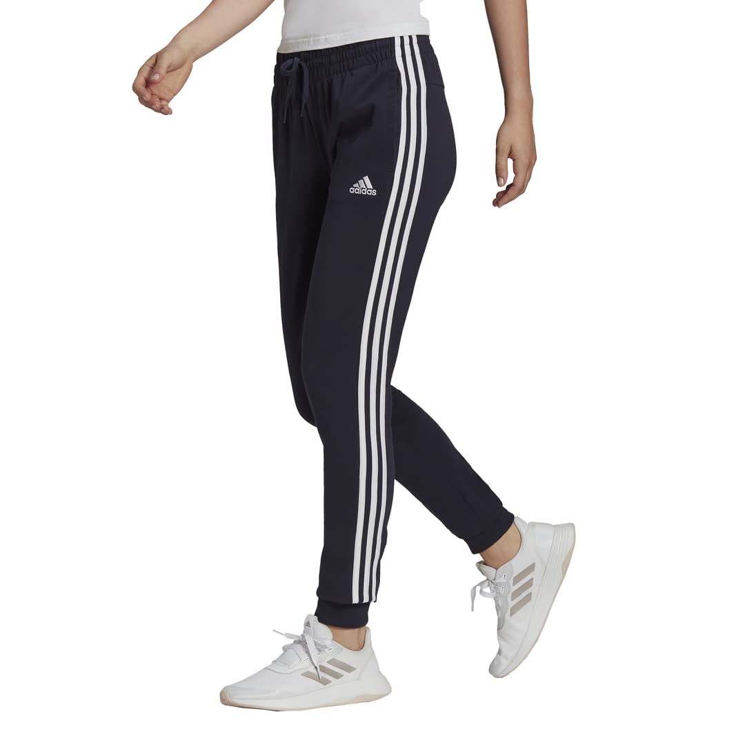adidas Womens Standard Essentials Single Jersey 3-Stripes Pants Legend InkWhite Medium