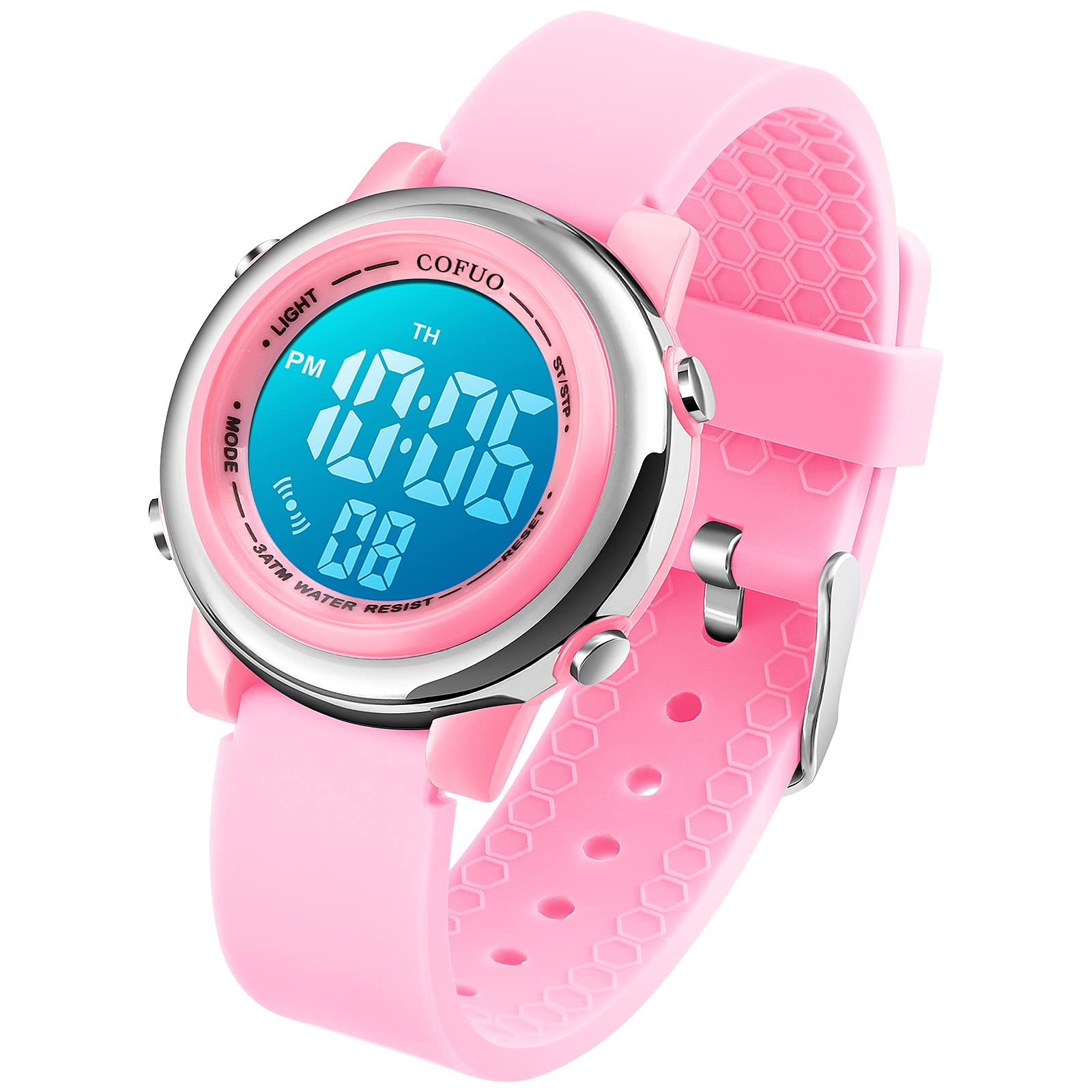 cofuo Kids Digital Sport Waterproof Watch for Girls Boys Kid Sports Outdoor LED Electrical Watches with Luminous Alarm Stopw