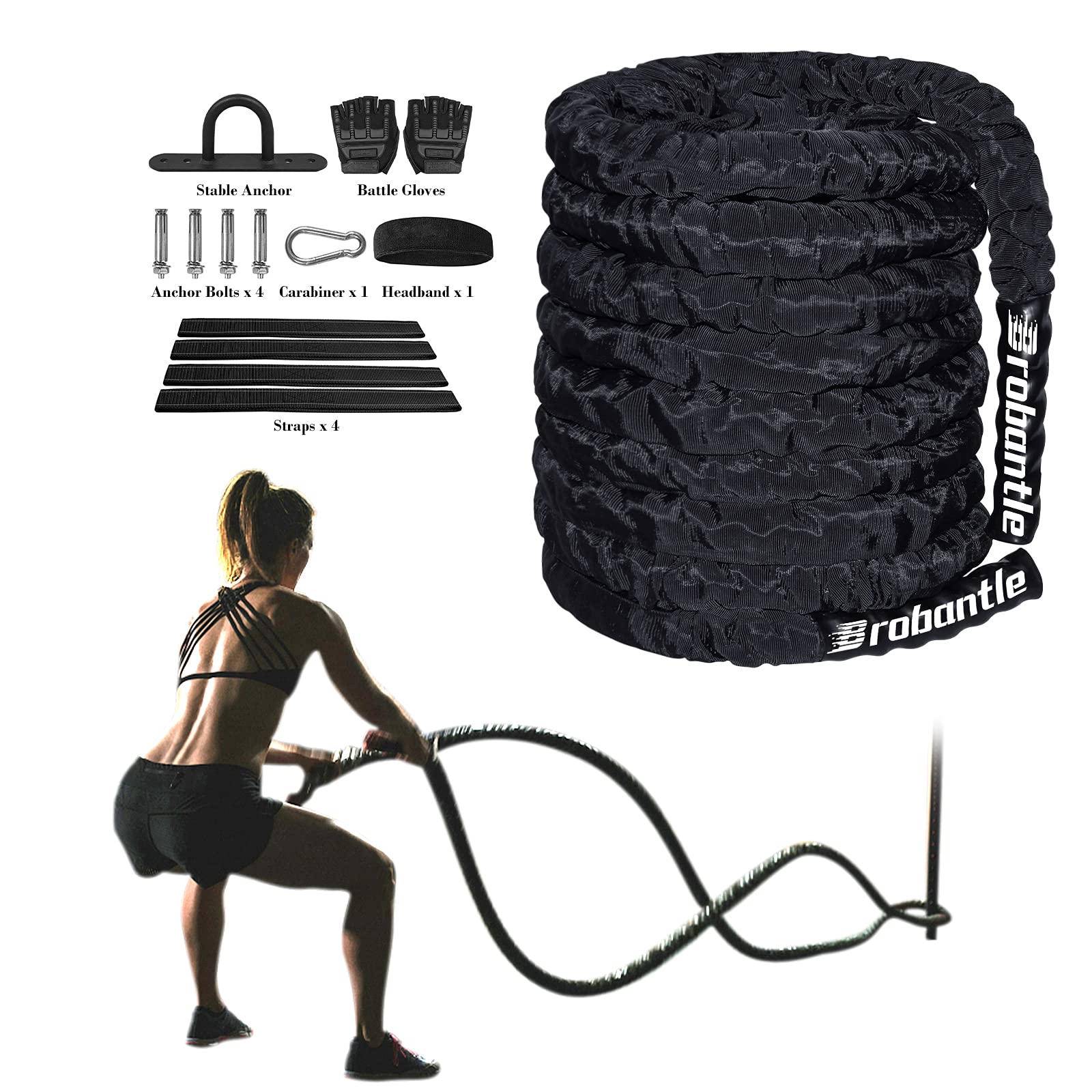 Battle Rope 40FT Battle Rope for Exercise Workout Rope Exercise Rope Battle Ropes for Home Gym Heavy Ropes for Exercise Train