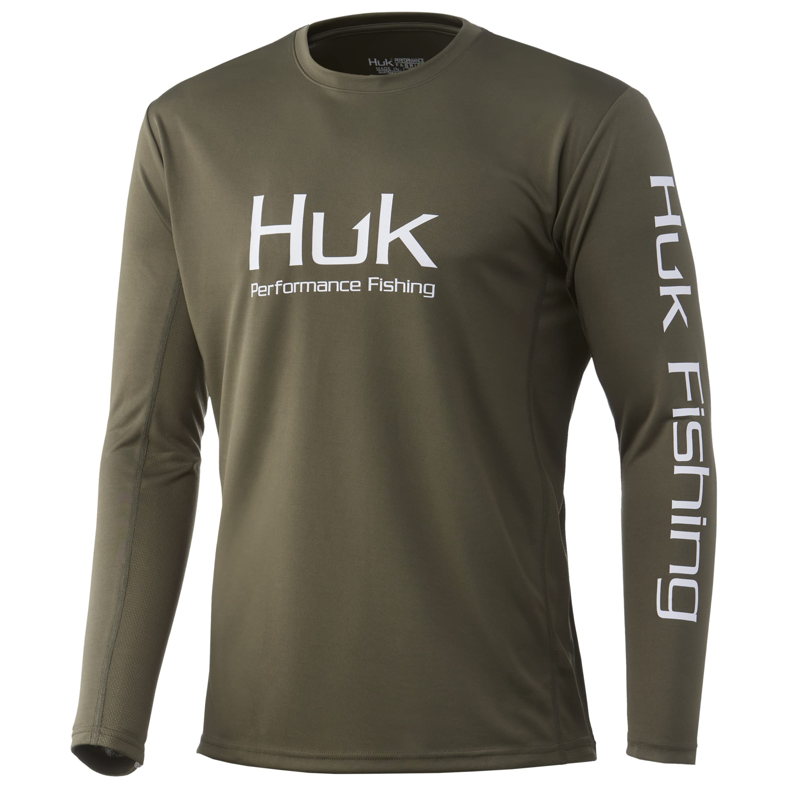 Shayaku HUK Mens Standard Icon X Long Sleeve Fishing Shirt with Sun Protection Kalamata Olive Medium