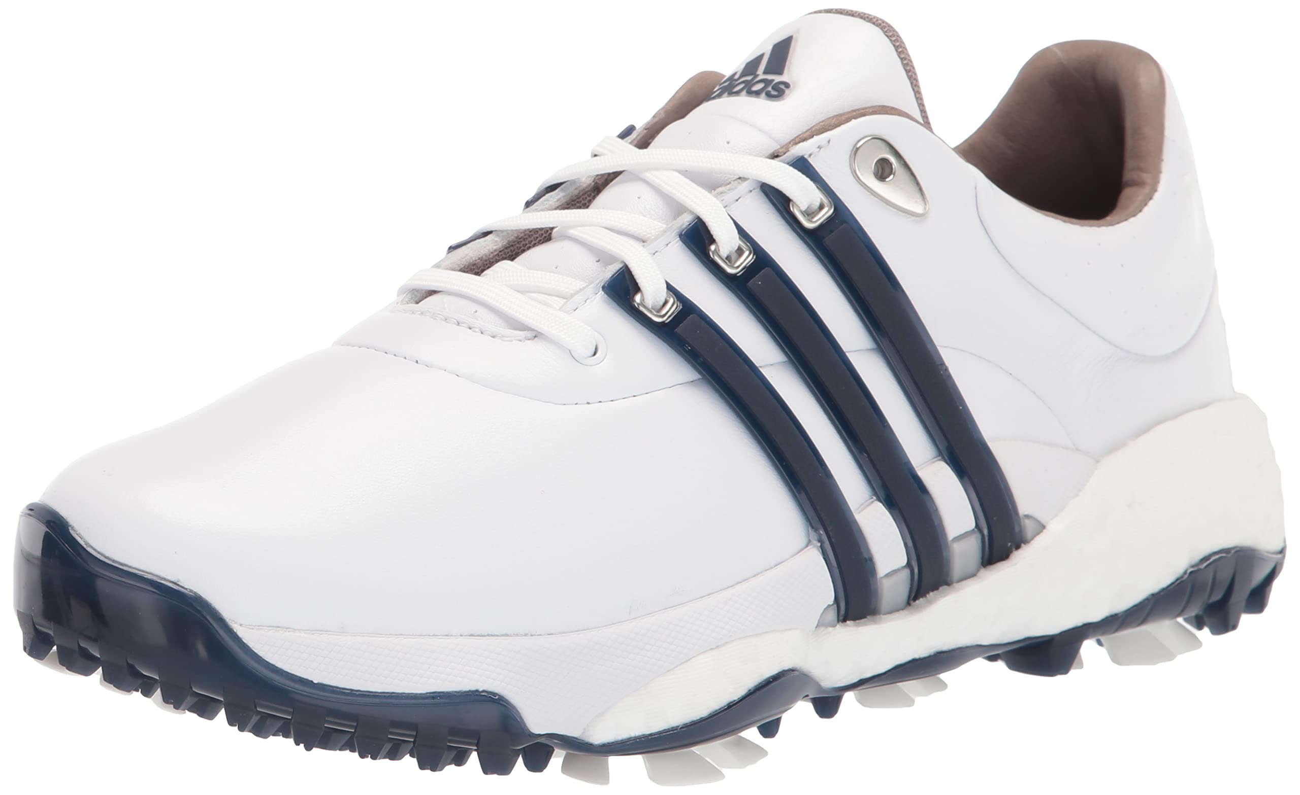 adidas Mens TOUR360 22 Golf Shoes Footwear WhiteSilver MetallicTeam Navy Blue 12
