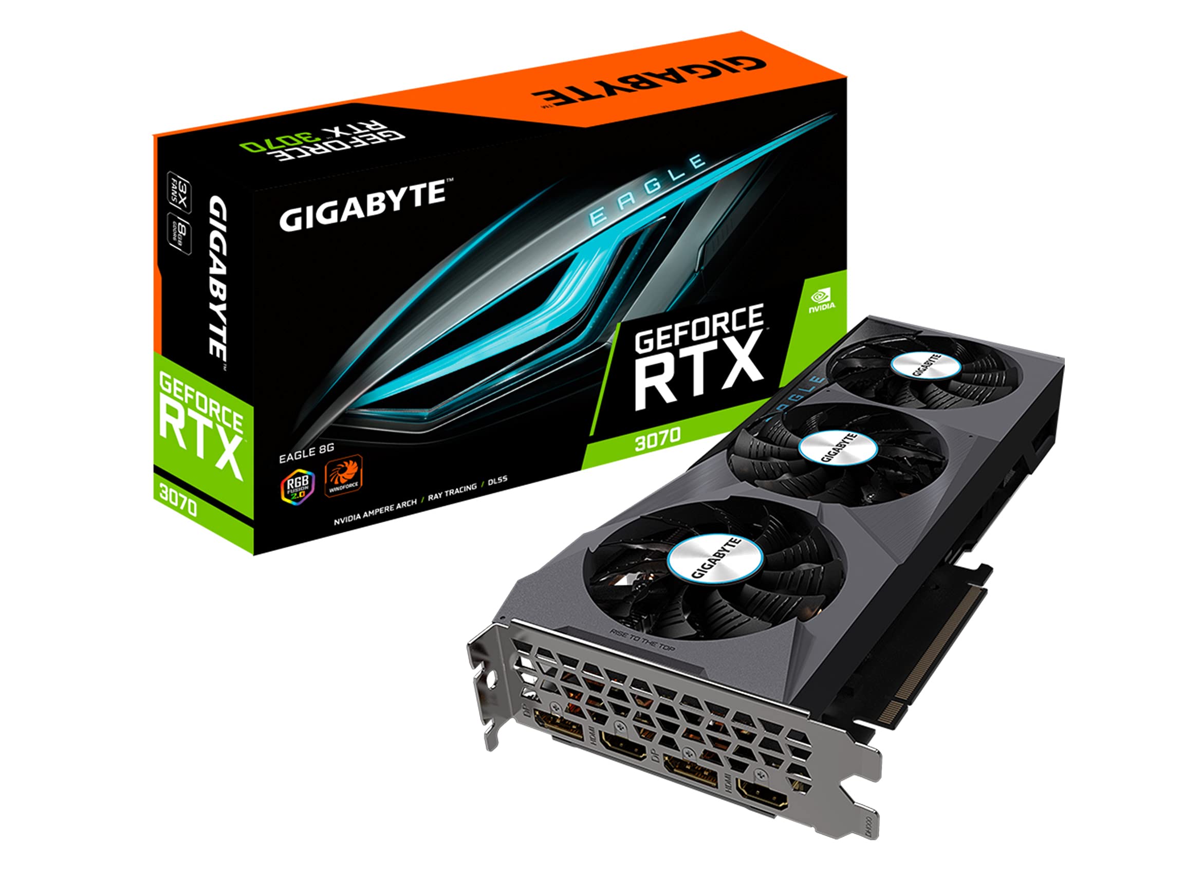 Gigabyte GeForce RTX 3070 Eagle 8G REV2.0 グラフィックカード WINDFORCEファン3個 LHR 8GB 256ビット GDDR6 GV-