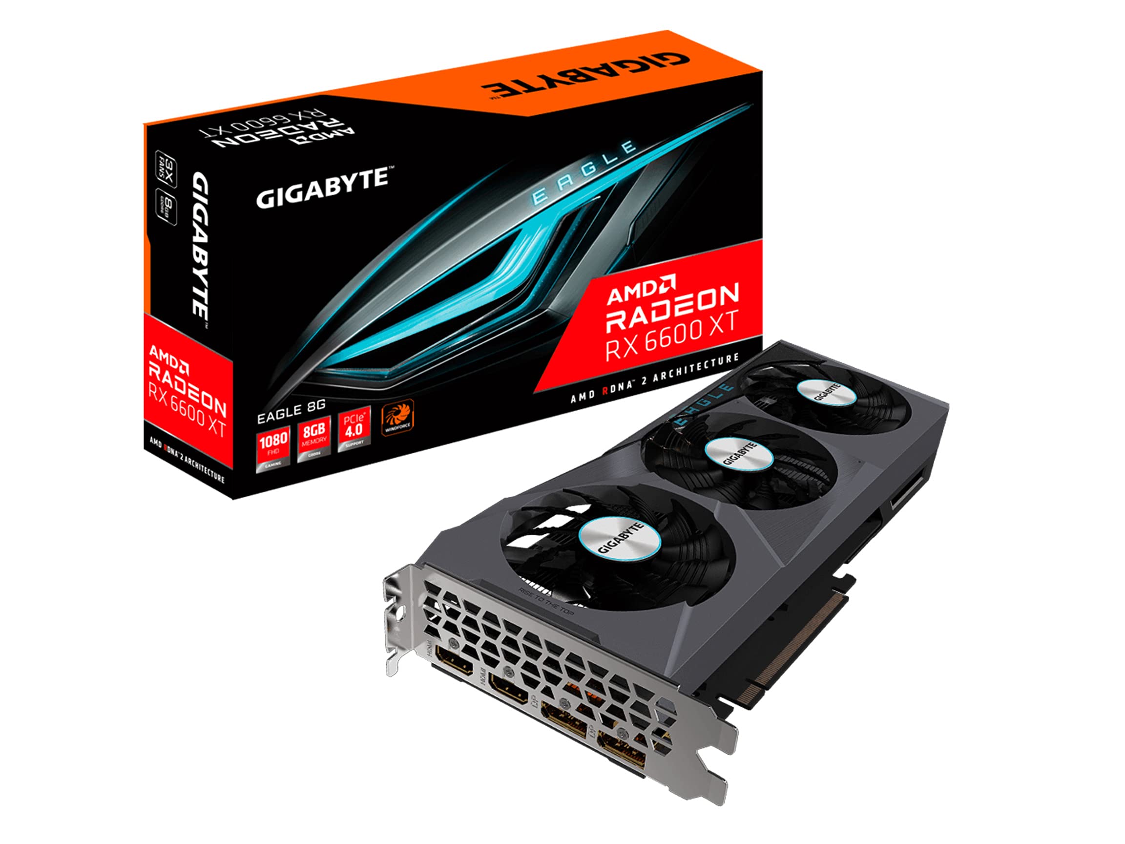 Gigabyte Radeon RX 6600 XT Eagle 8G グラフィックカード WINDFORCE 3X 冷却システム 8GB 128ビット GDDR6 GV-R66