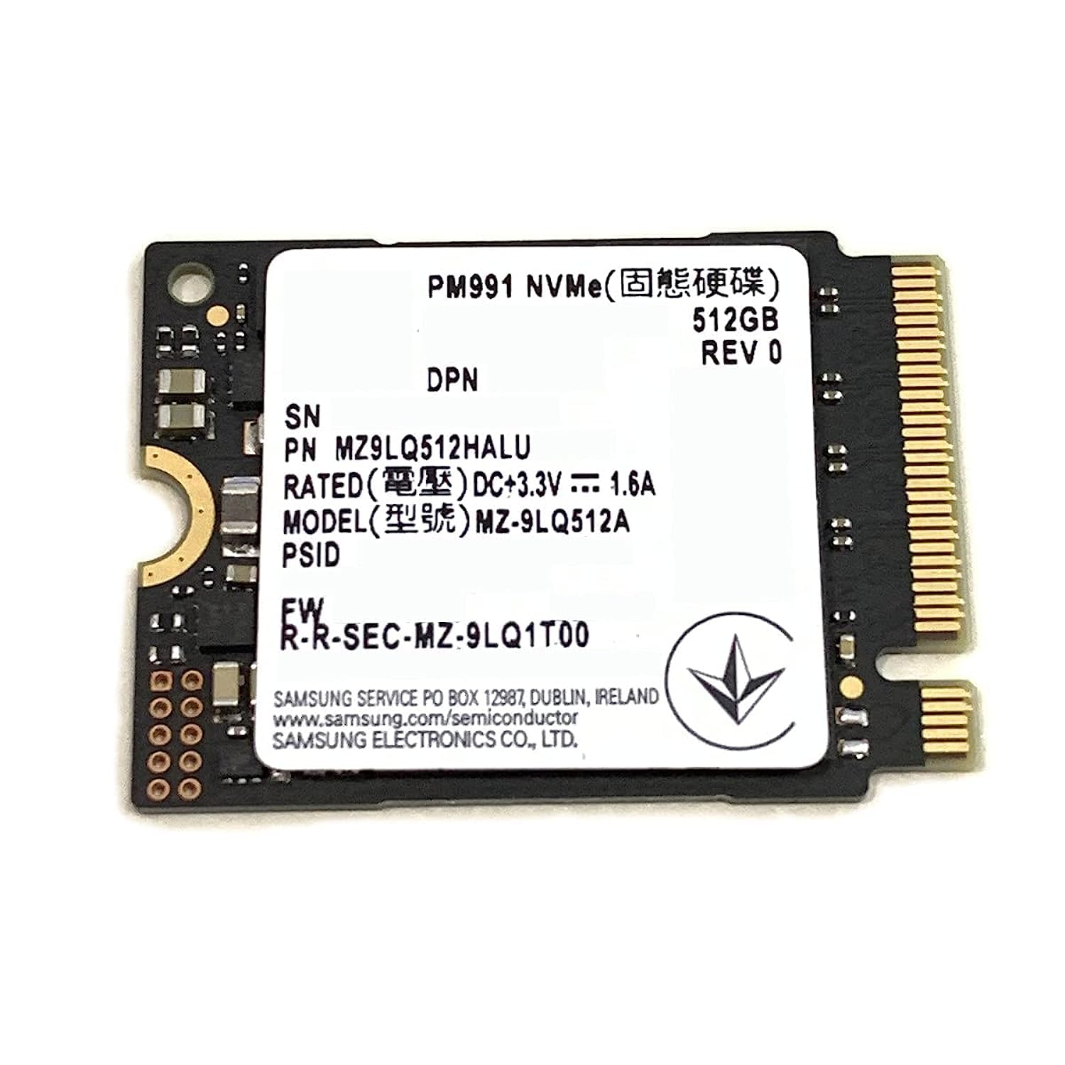 Samsung SSD 512GB PM991 M.2 2230 30mm NVMe PCIe Gen3 x4 MZ9LQ512HALU MZ-9LQ512A Solid State Drive Compatible with Dell HP Len
