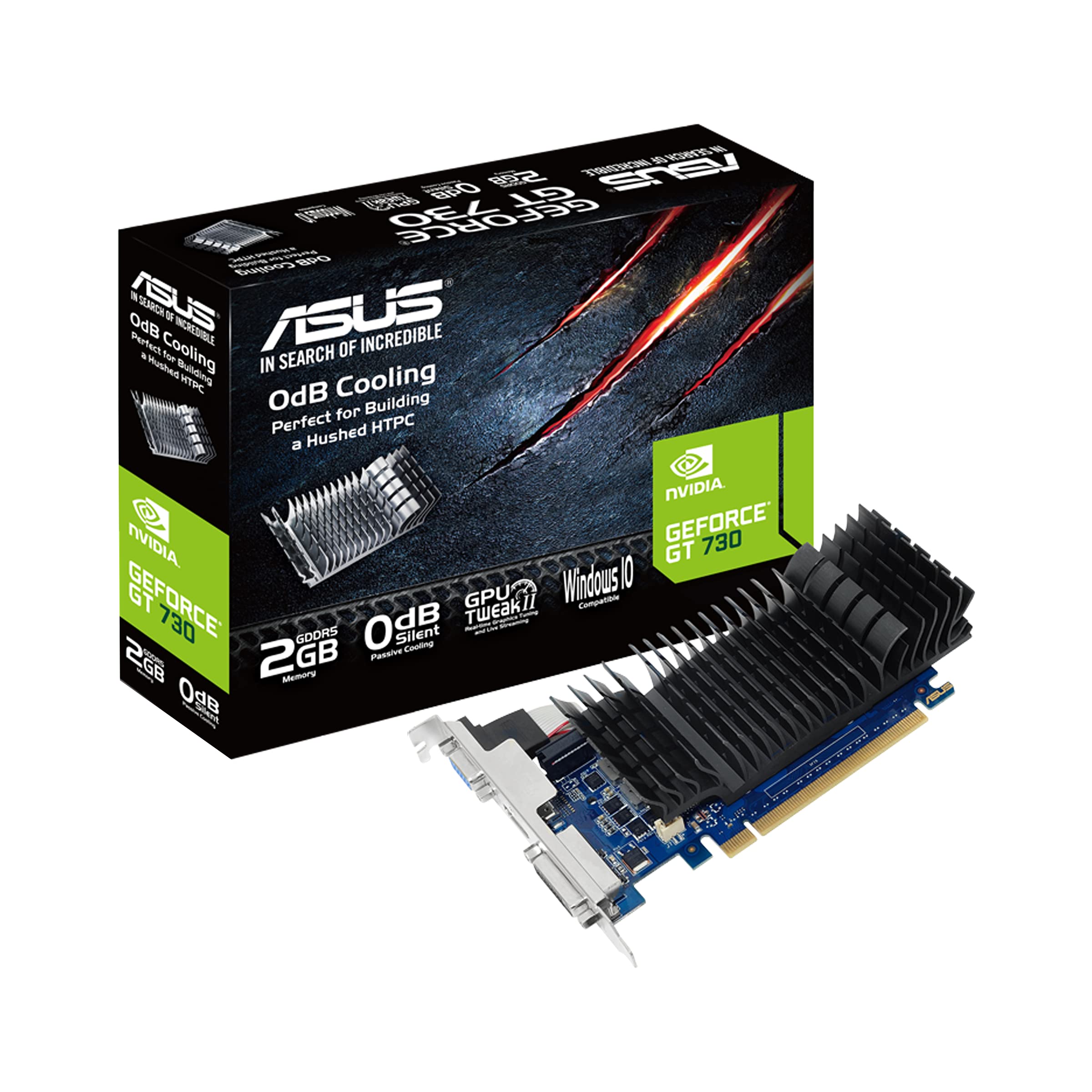 ASUS GeForce GT 730 2GB GDDR5 ロープロファイル グラフィックカード サイレントHTPCビルド用 IOポー