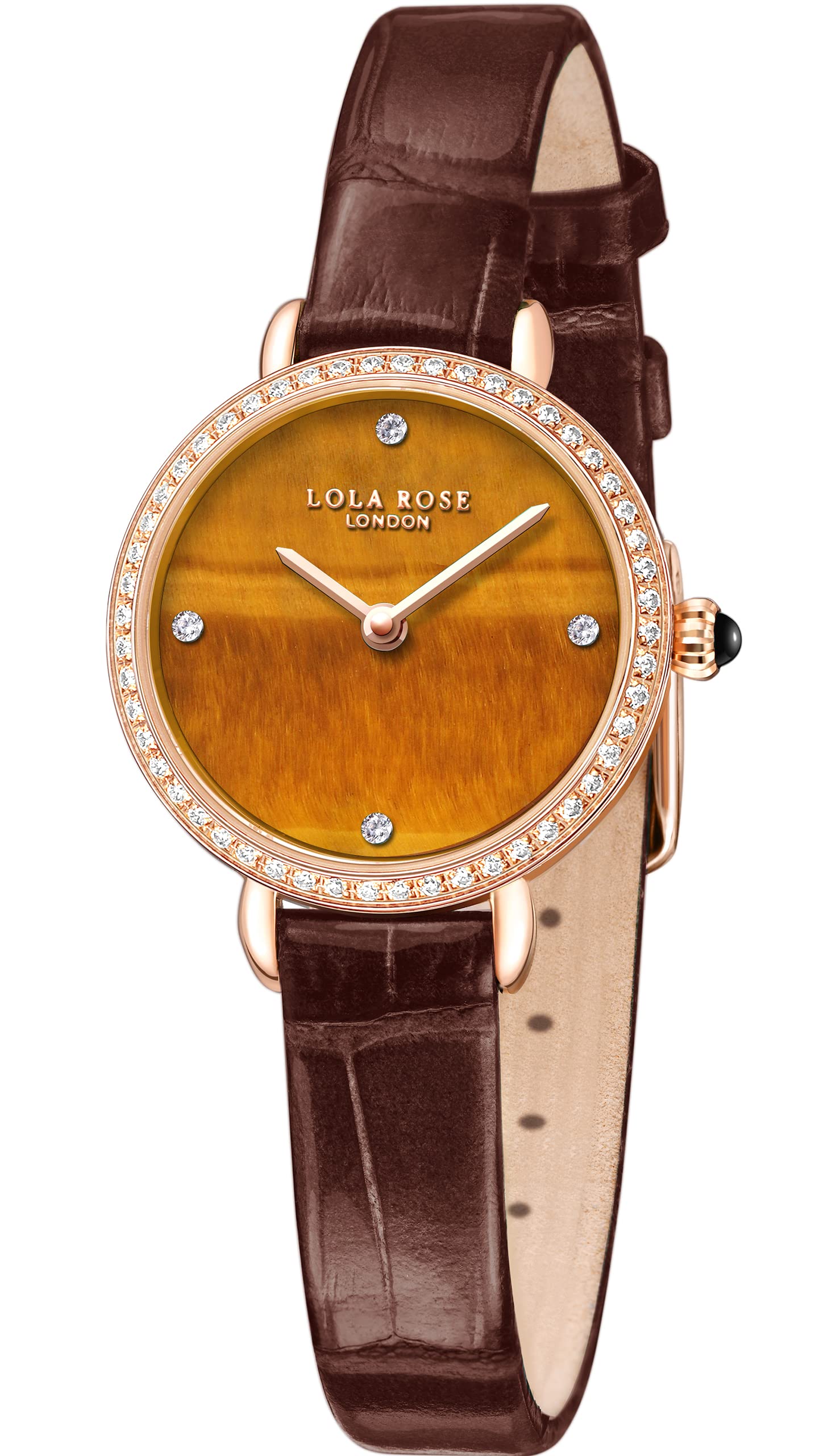 Lola Rose Womens Carnelian Watch with Zircon and Red Leather Strap