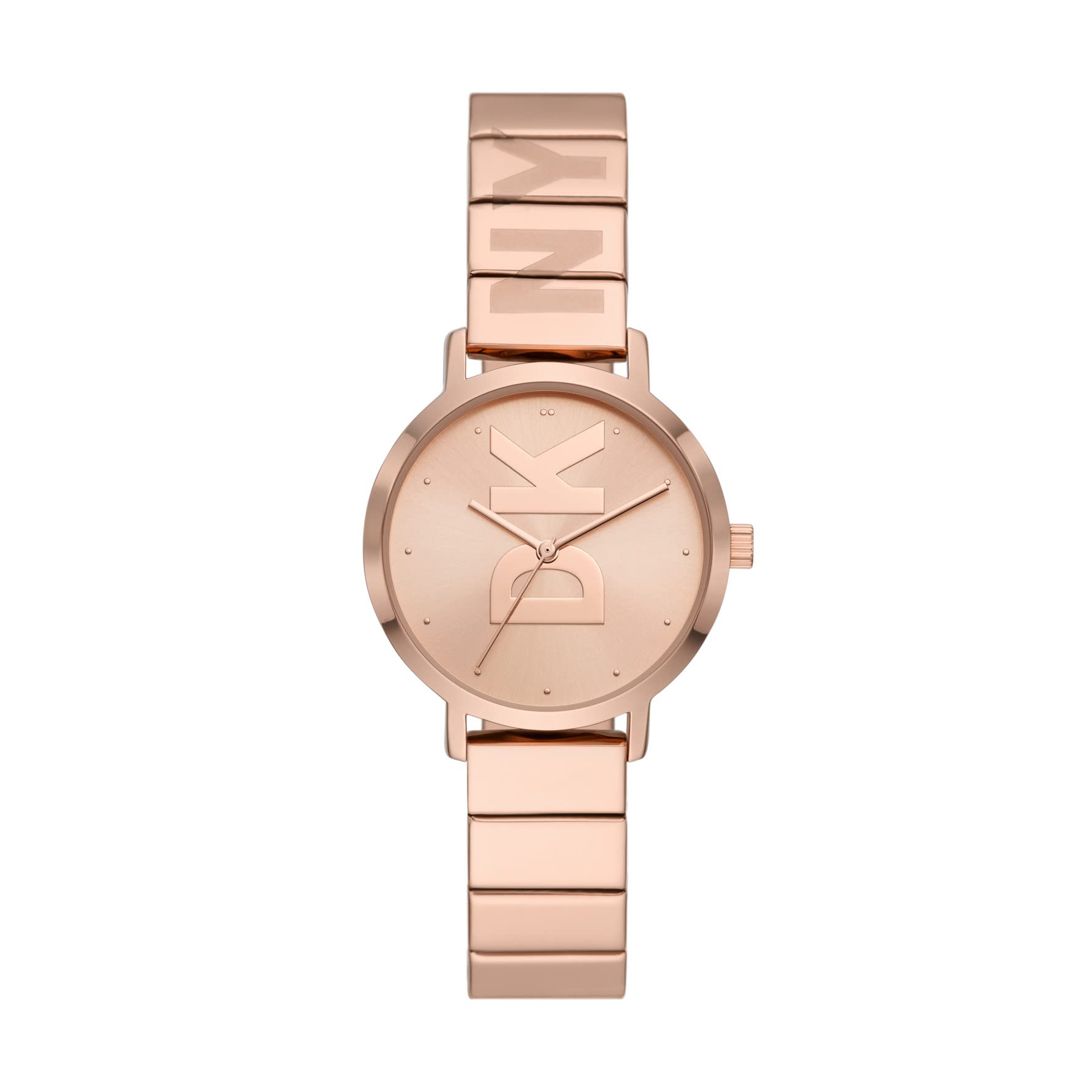 DKNY Womens The Modernist Quartz Stainless Steel Three-Hand Dress Watch Color Rose Gold Model NY2998