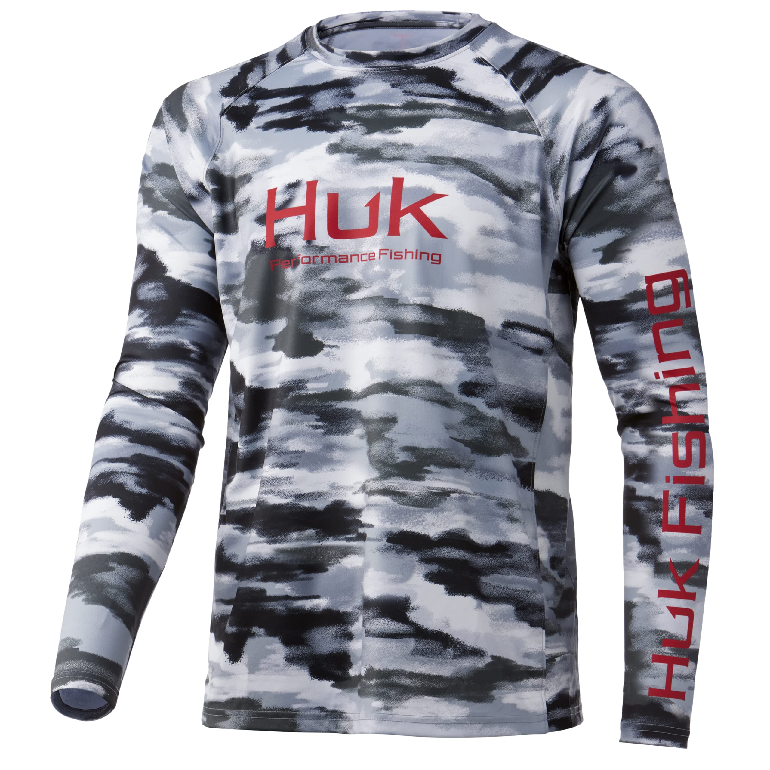 Yoeyang HUK Pursuit - Camisa de Pesca de Manga Larga con ventilacin de Camuflaje 30 UPF para Hombre Edisto Color Gris
