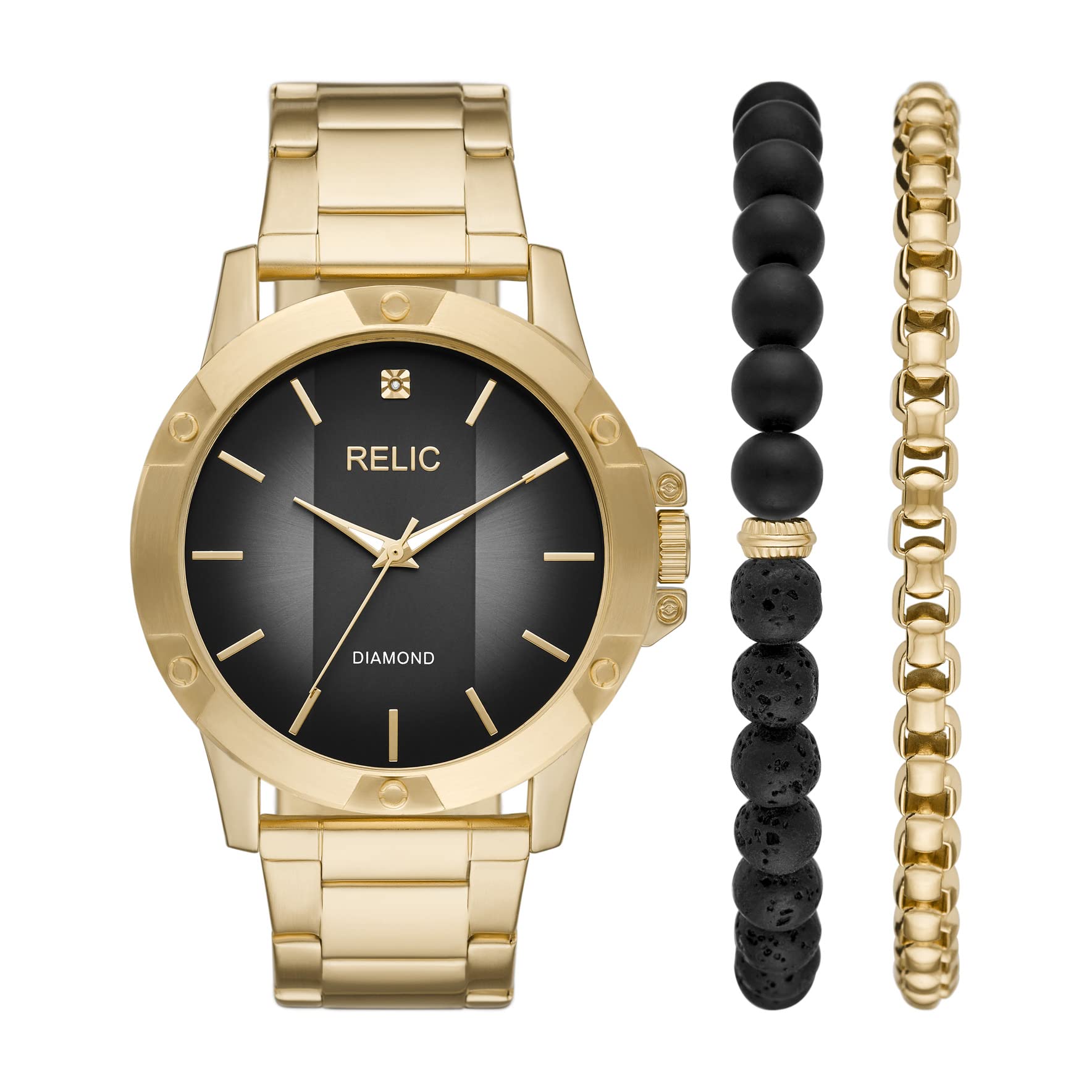 Rylan Three-Hand Gold Tone Metal Watch Gift Set with Bracelet Accessories Model ZR97003
