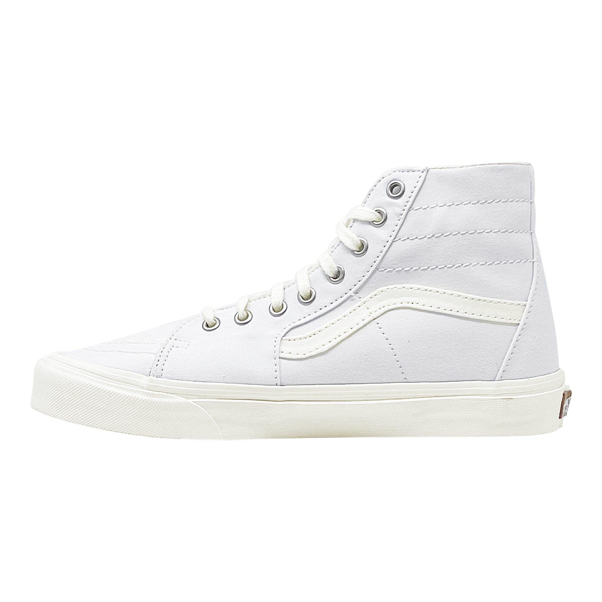 Vans Sk8-Hi Unisex Casual High-Top Skate Shoes Comfortable and Durable in Signature Waffle Rubber Sole Medium WhiteNatura