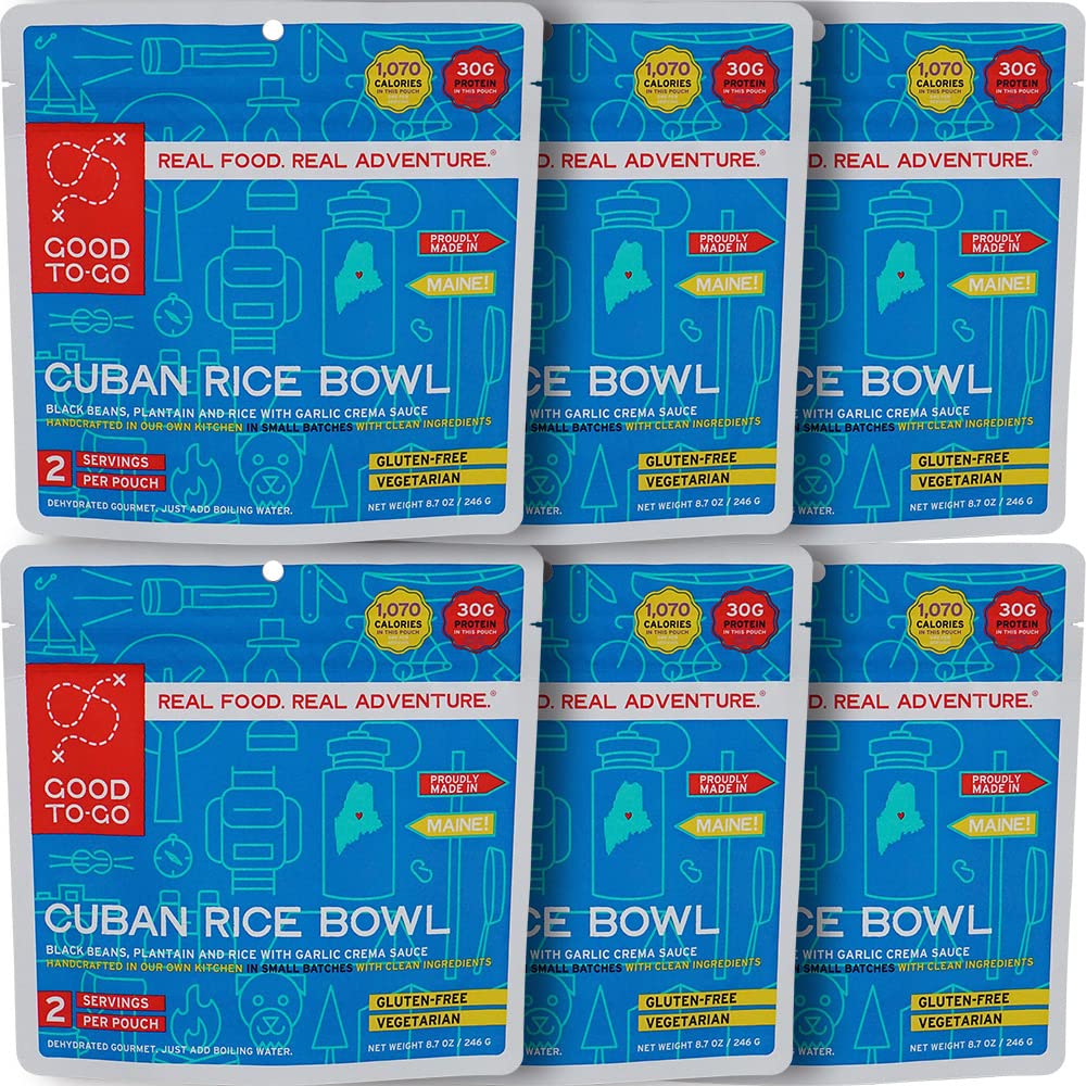 GOOD TO-GO Cuban Rice Bowl Camping Food Backpacking Food 6-Pack of Double Servings Just Add Water Meals Backpacking M