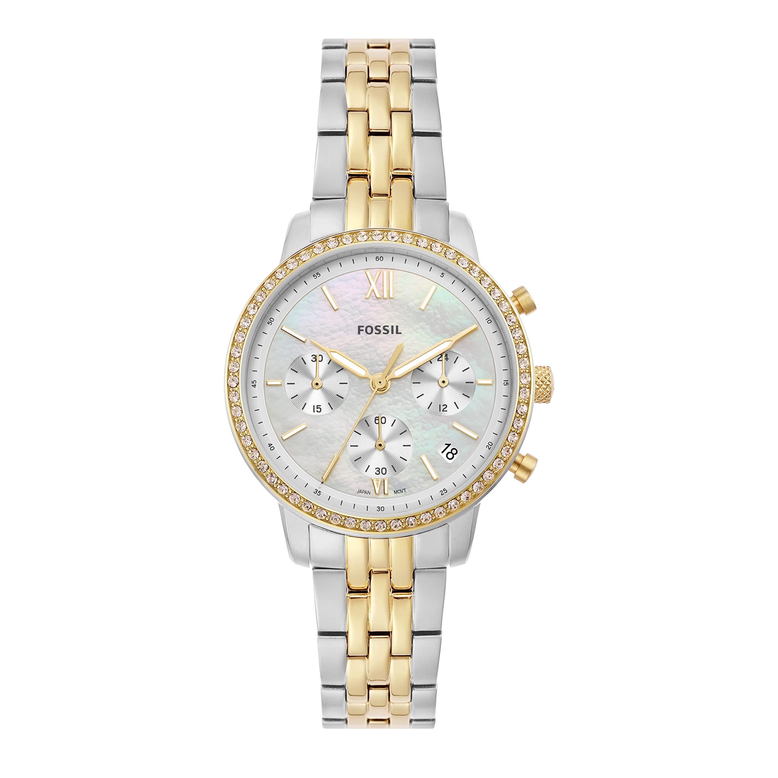 Fossil Womens Neutra Quartz Stainless Steel Chronograph Watch Color GoldSilver Model ES5216