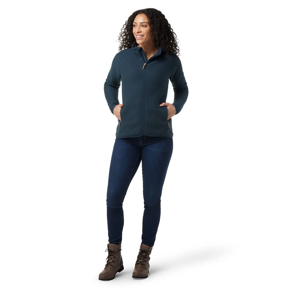 Smartwool Womens Hudson Trail Merino Wool Fleece Full Zip Pullover Regular Fit Twilight Blue X-Small