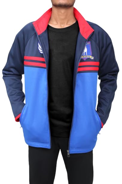 Albino Fashion Mens Track Lightweight Sports Jacket Football Track Jacket Football Coach Track Blue Polyester Jacket XX-