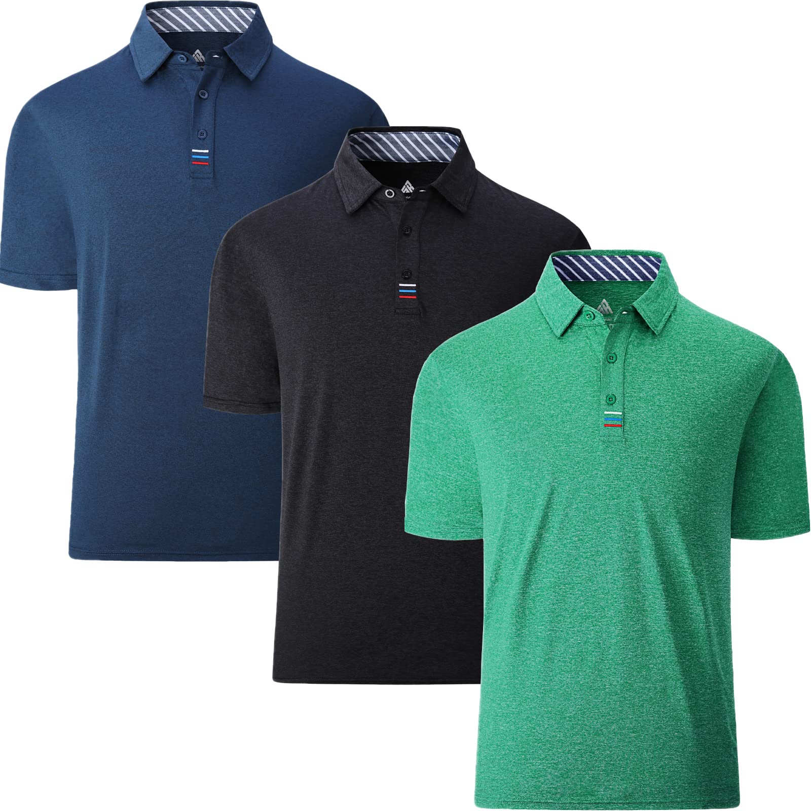 SWISSWELL Polo Shirts for Men 3 Pack Short Sleeve Performance Golf Shirt Summer Casual Collared Shirts