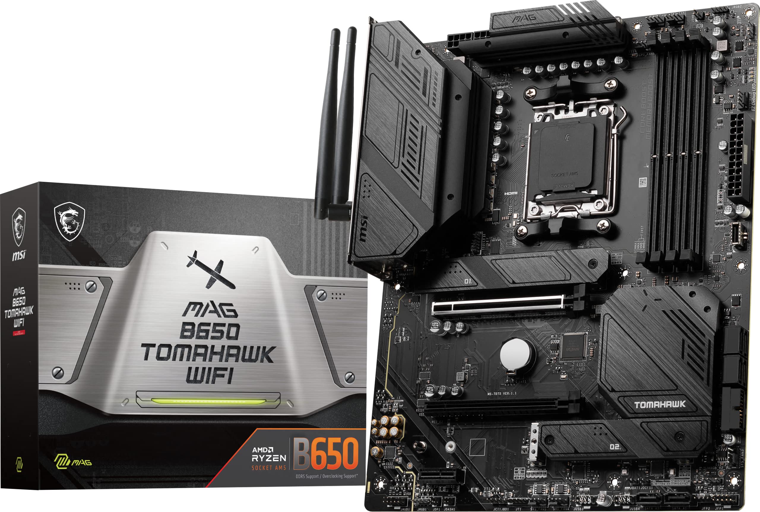 MSI MAG B650 Tomahawk WiFi Gaming Motherboard AMD AM5 ATX DDR5 PCIe 4.0 M.2 SATA 6Gbs USB 3.2 Gen 2 HDMIDP Wi-Fi 6
