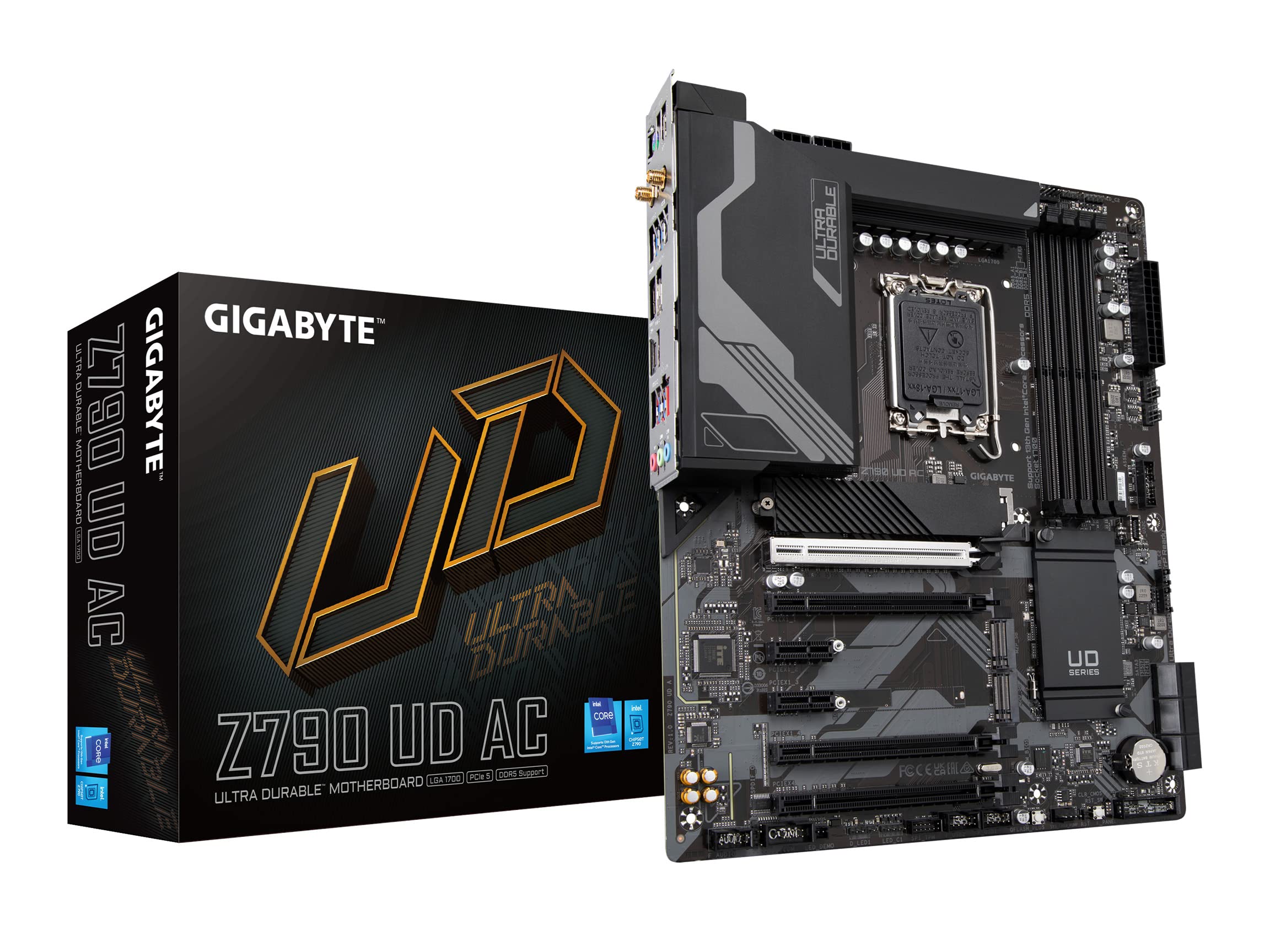 GIGABYTE Z790 UD AC LGA 1700 Intel Z790 ATX DDR5 Triple M.2 PCIe 5.0 USB 3.2 Gen2X2 Type-CIntel Wi-Fi 2.5GbE LANPCI