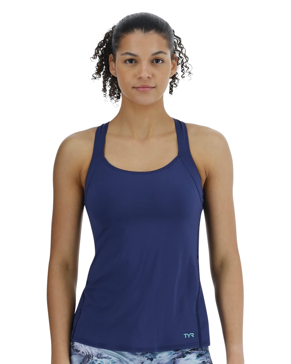 TYR Womens Standard Solid Lola Top for Swimming Yoga Fitness and Workout Patriot Blue X-Large