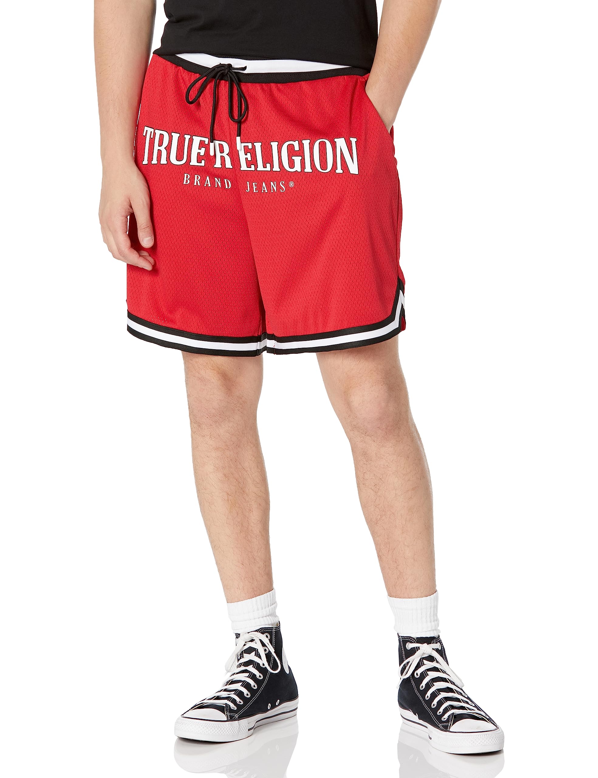 True Religion Mens Arch Logo Mesh Shorts Sorbet X-Large