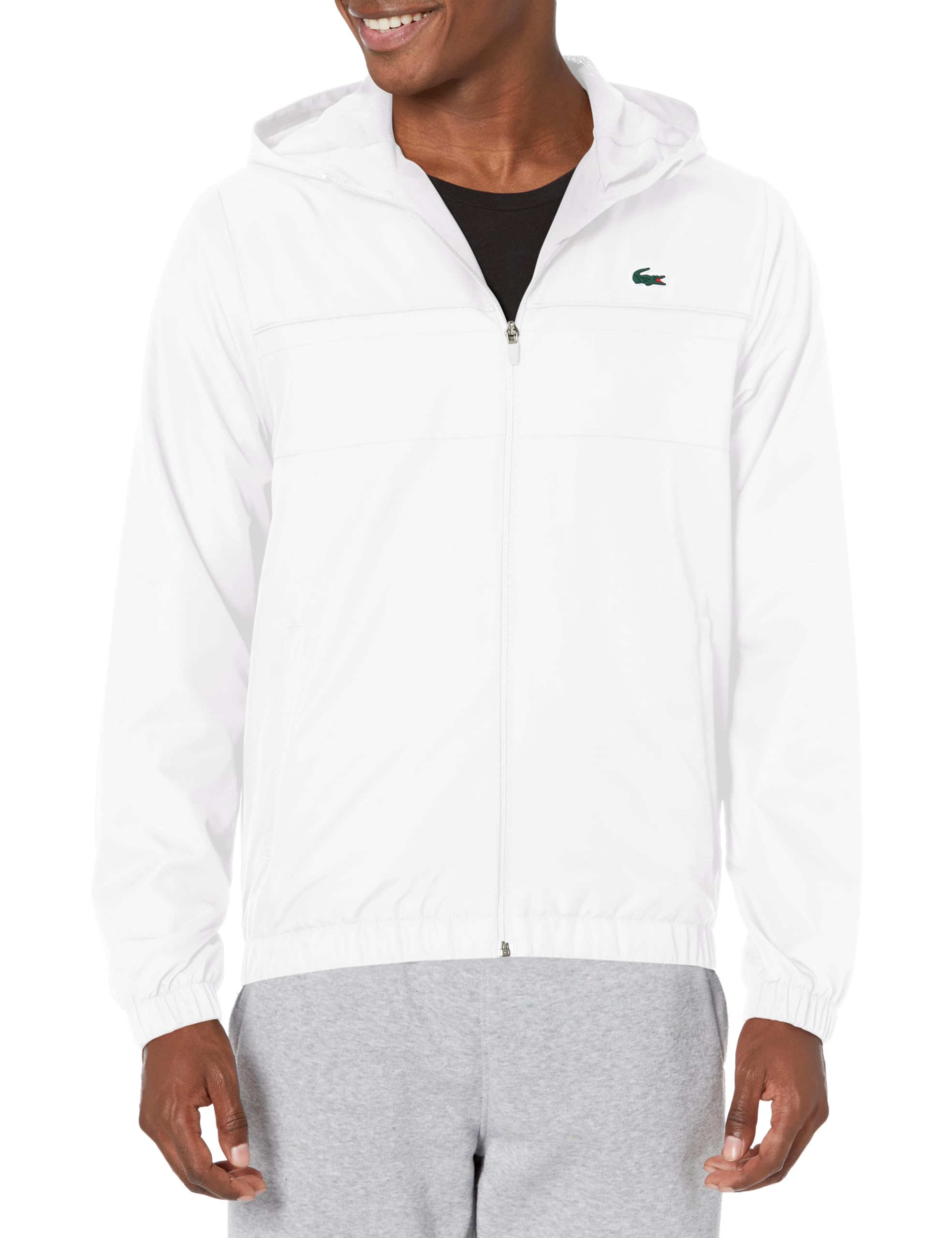 Lacoste Mens Standard Full Zip Tennis Jacket with Hood BlancBlanc-Blanc