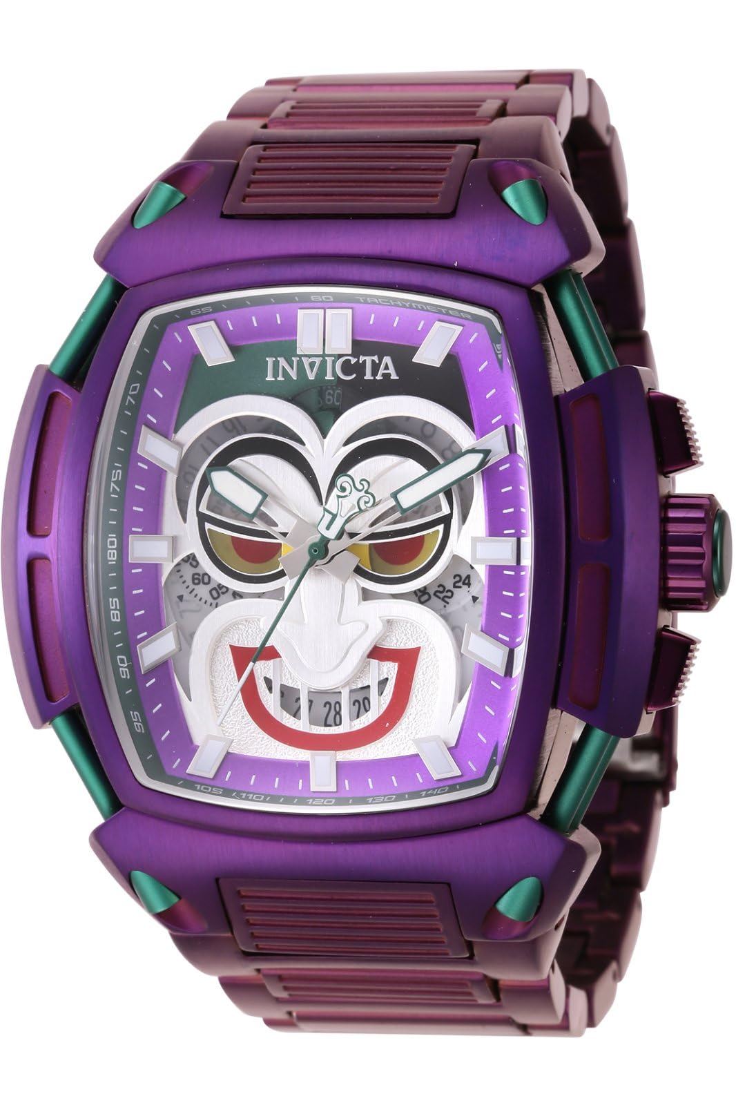 Invicta Mens DC Comics 53mm Stainless Steel Quartz Watch Purple Model 43735
