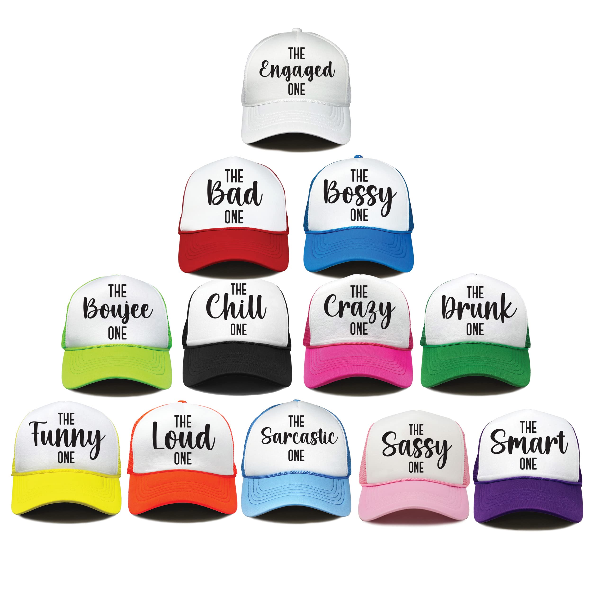 Trucker Party Hats - 12 Pack - Bossy Bad Boujee Crazy Chill Drunk Engaged Loud Funny Smart Sassy Sarcastic