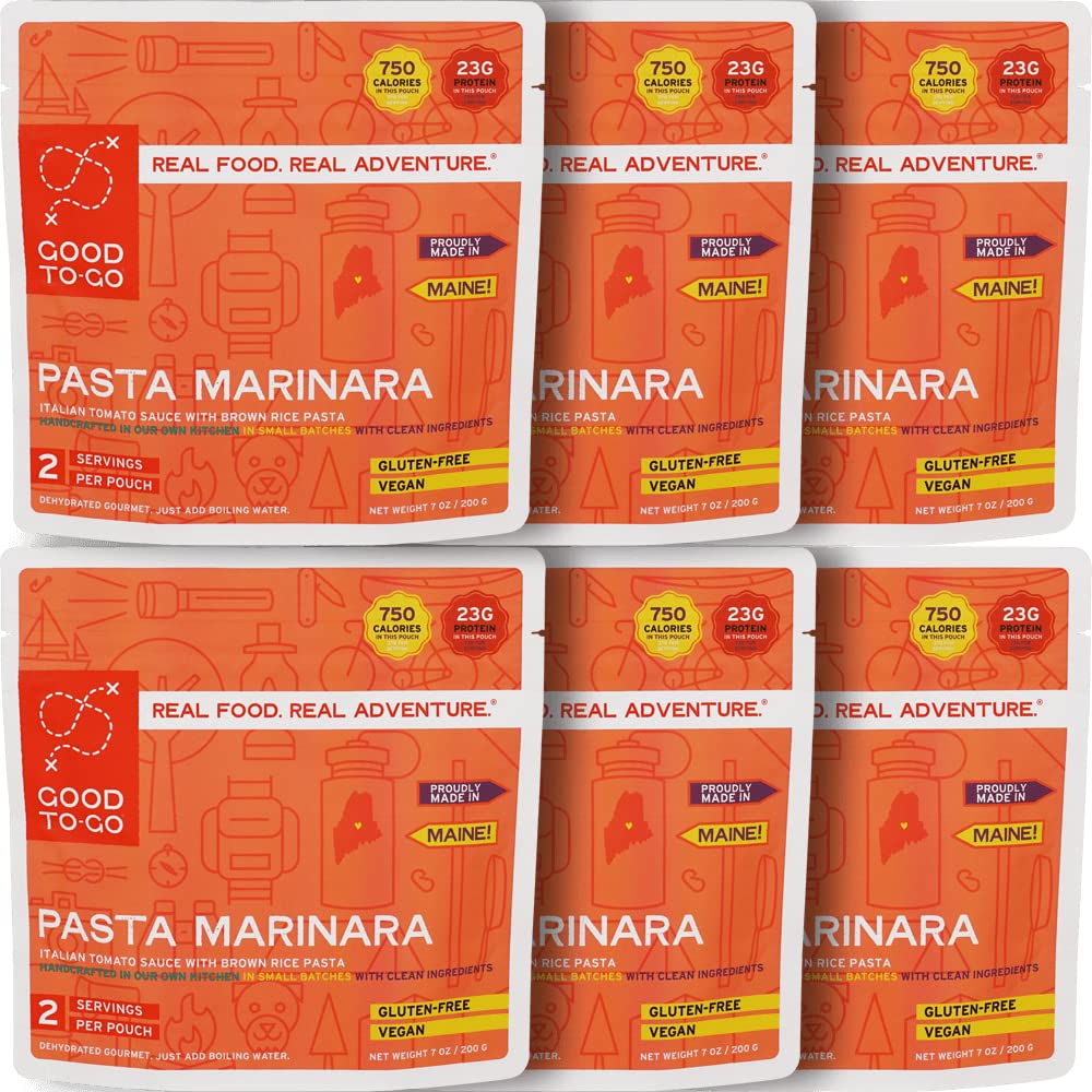 GOOD TO-GO Pasta Marinara Camping Food Backpacking Food 6-Pack of Double Servings Just Add Water Meals Backpacking Me